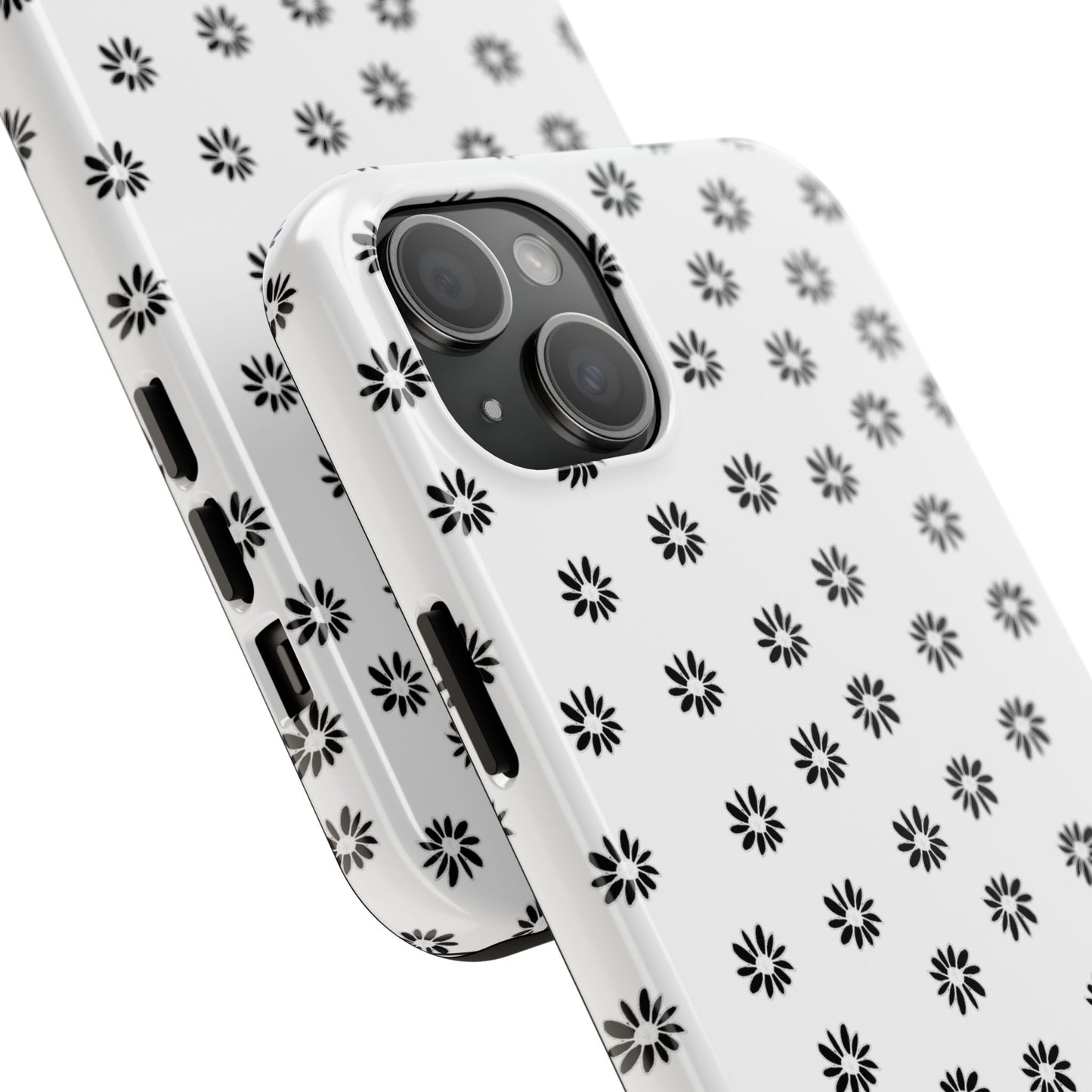 Daisy Dot White / Black Phone Case