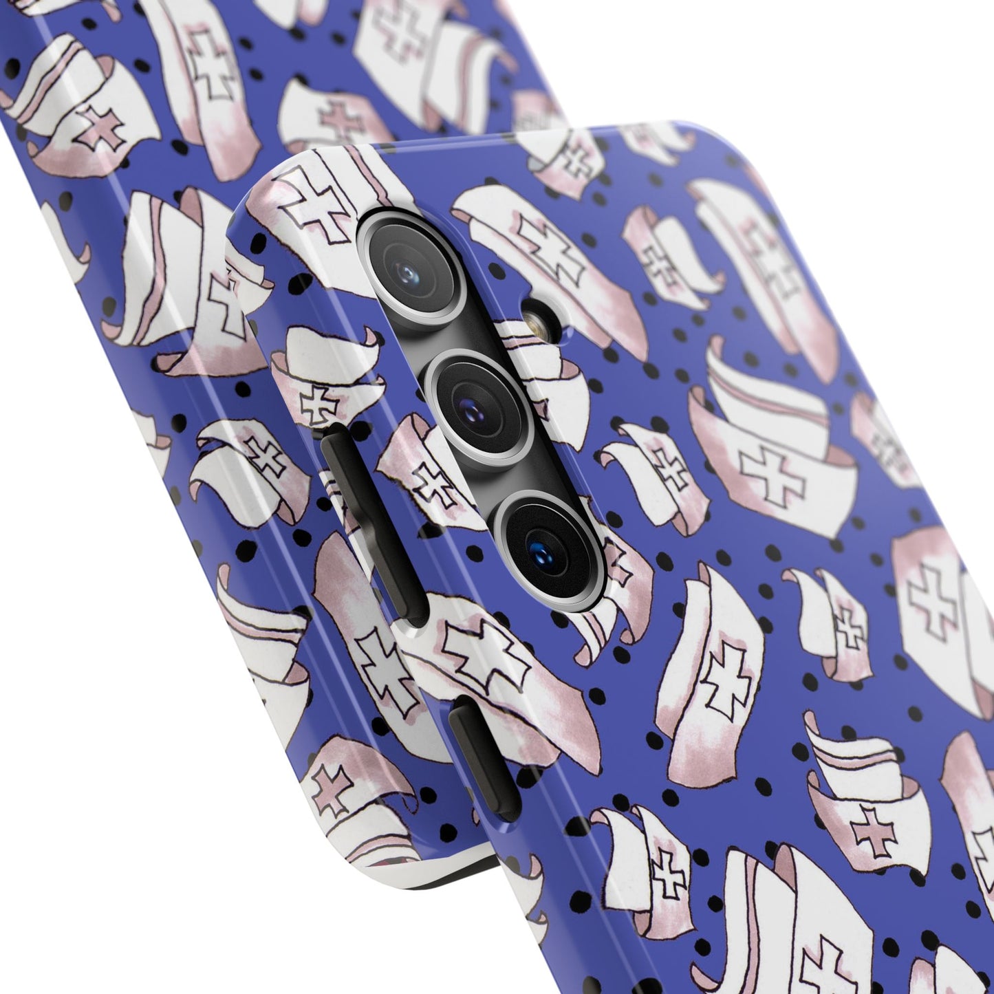 Med Hats Blue / Black Phone Case