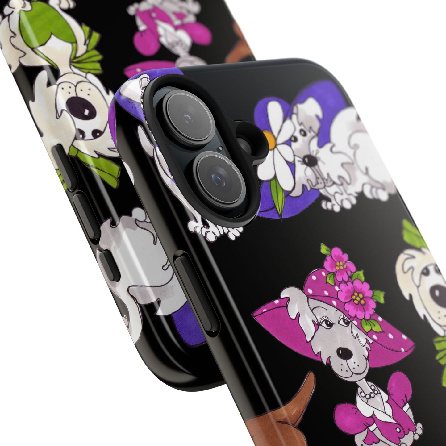Fancy Dog Line Up Black Phone Case