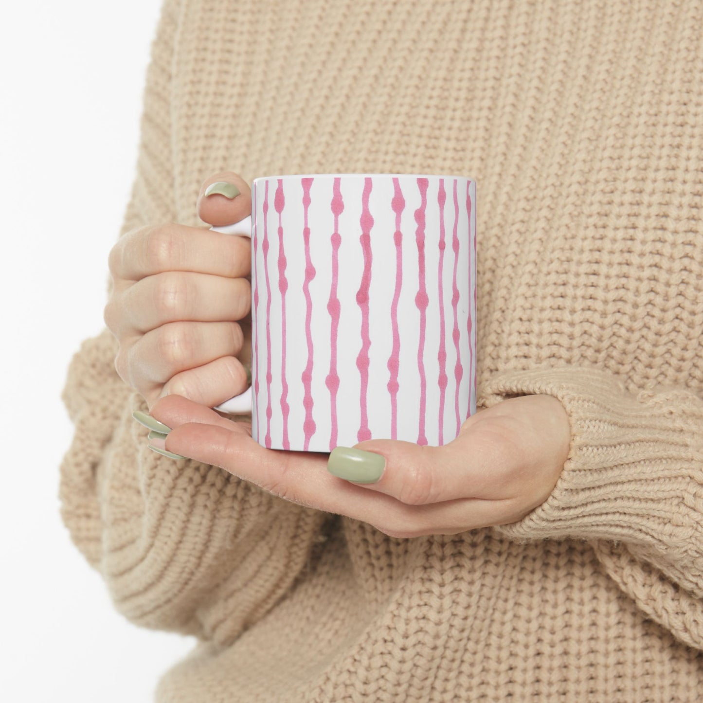Faux Seersucker White / Pink Cup