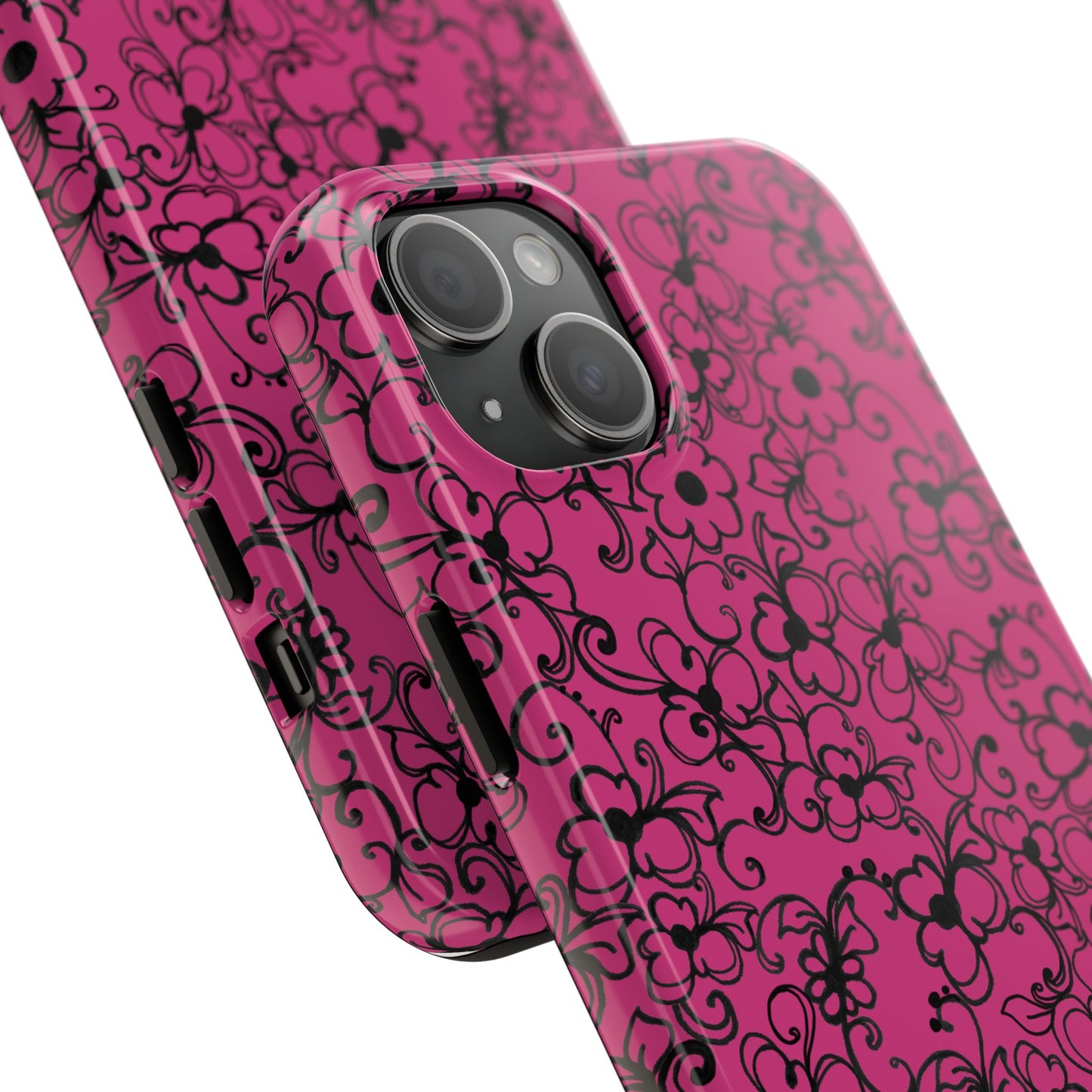 Daisy Jungle Pink / Black Phone Case