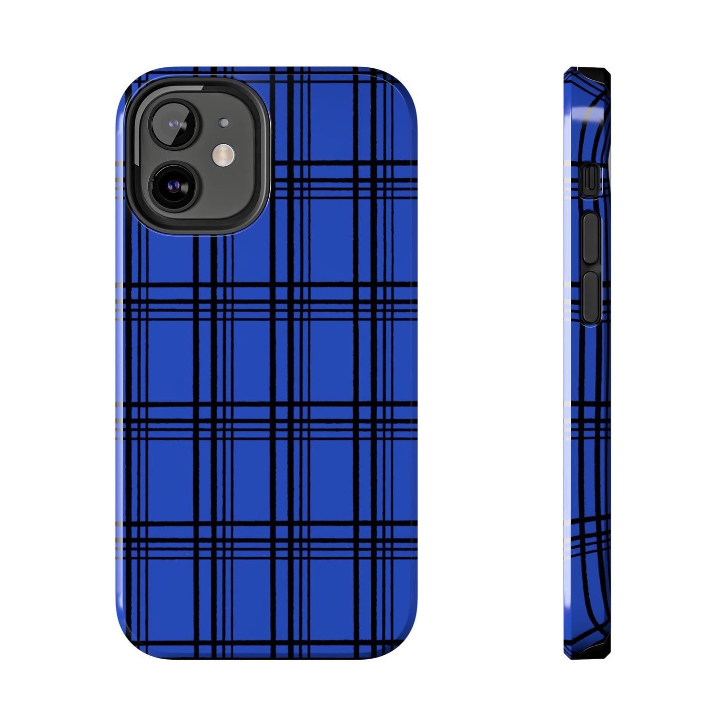 Glad Plaid Blue / Black Phone Case