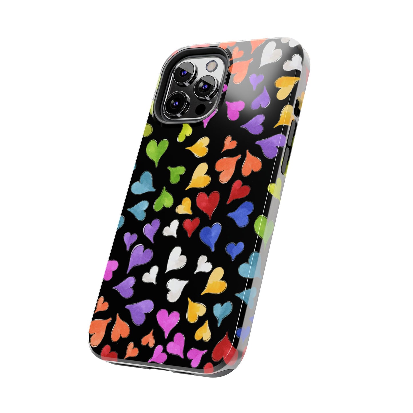 Happy Hearts Black Phone Case