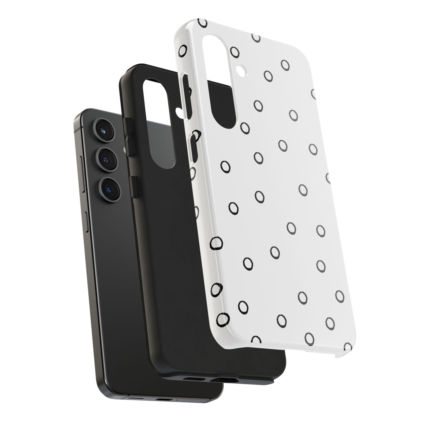Open Dots White / Black Phone Case