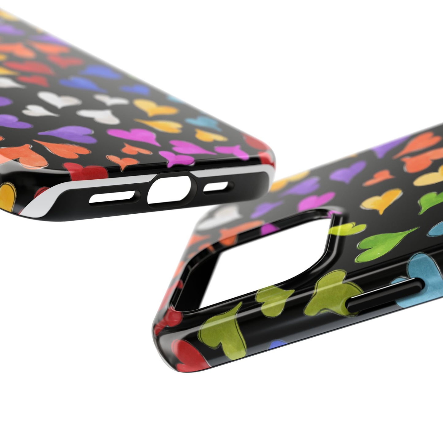 Happy Hearts Black Phone Case