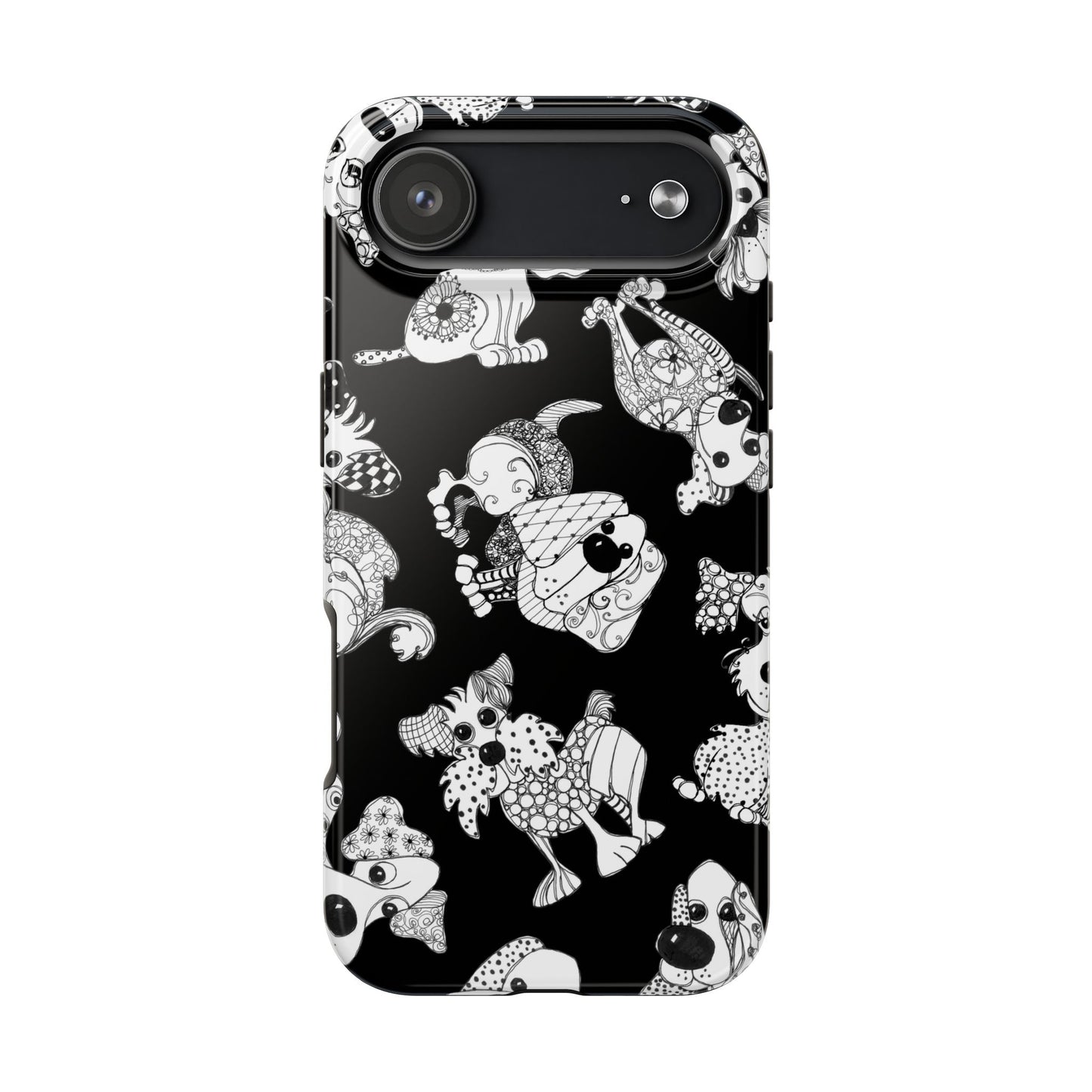 Doodle Dogs Black Phone Case