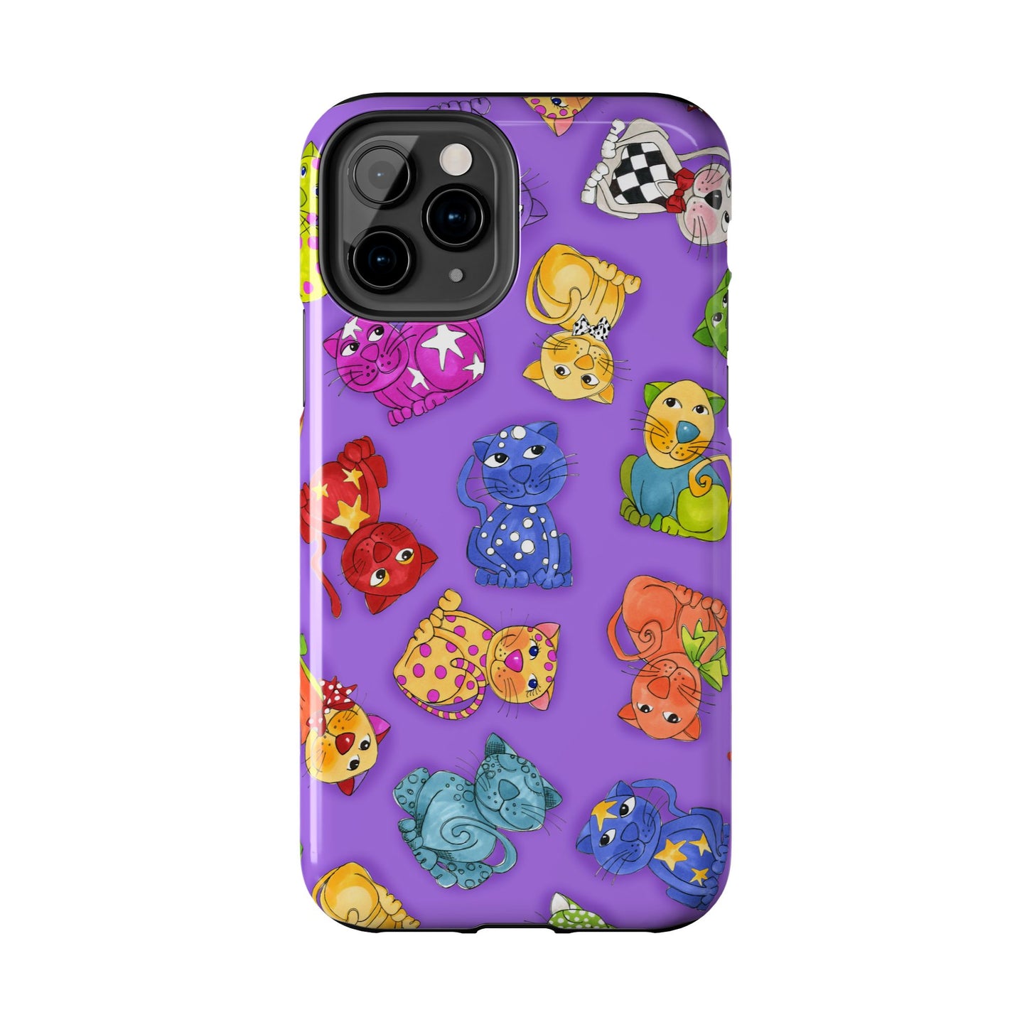 Tossed Happy Cats Purple Phone Case