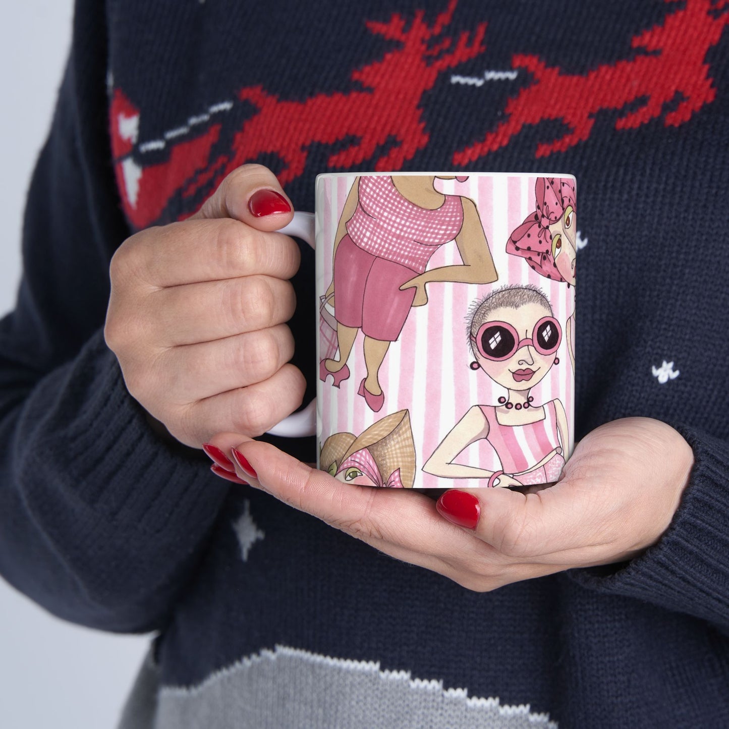 Tossed Ladies Pink Stripe Cup