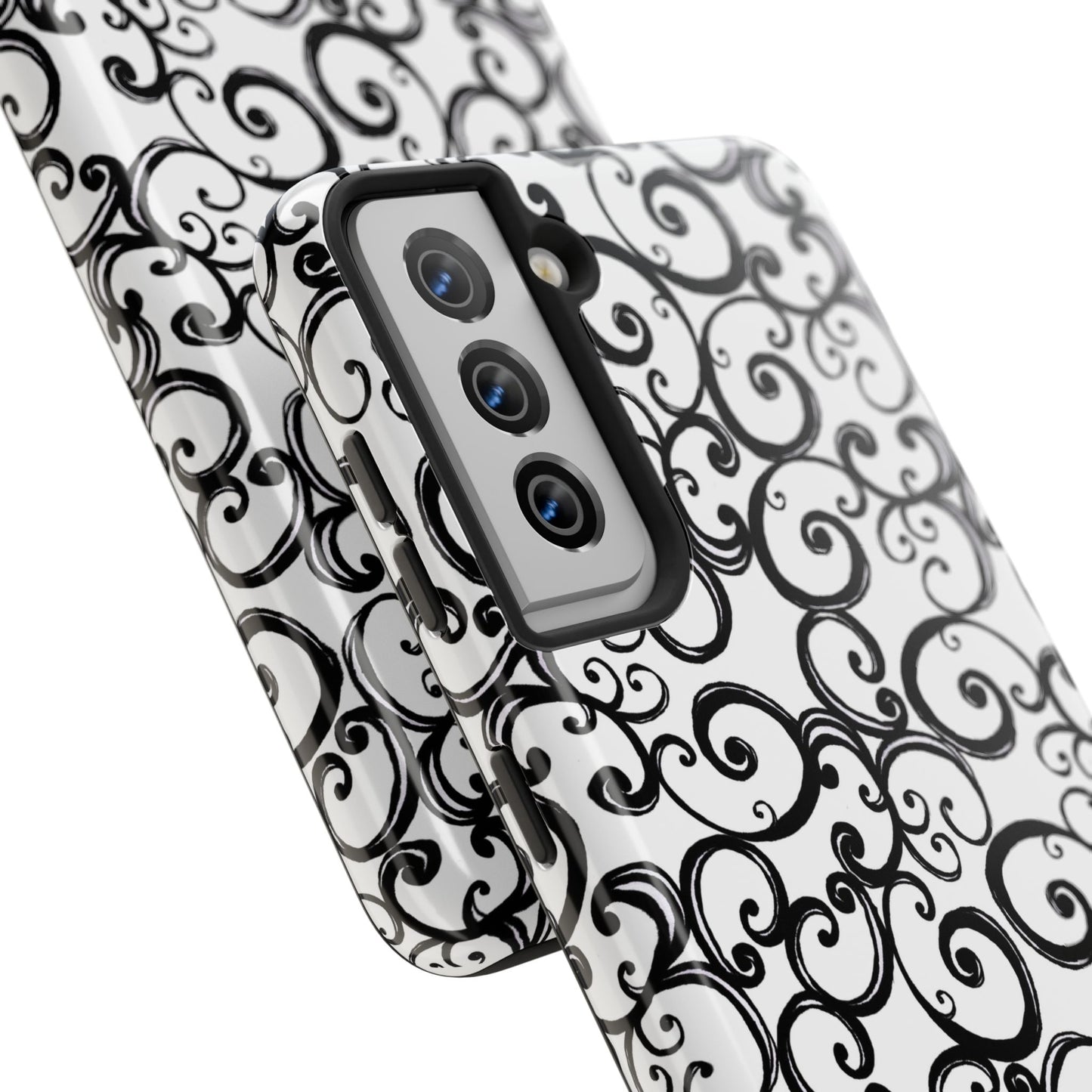 Curls White / Black Phone Case