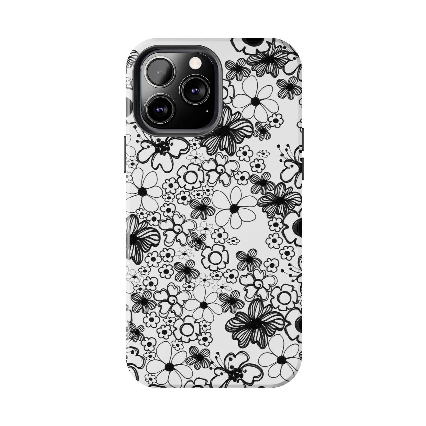 White and Black Flowers Phone Case