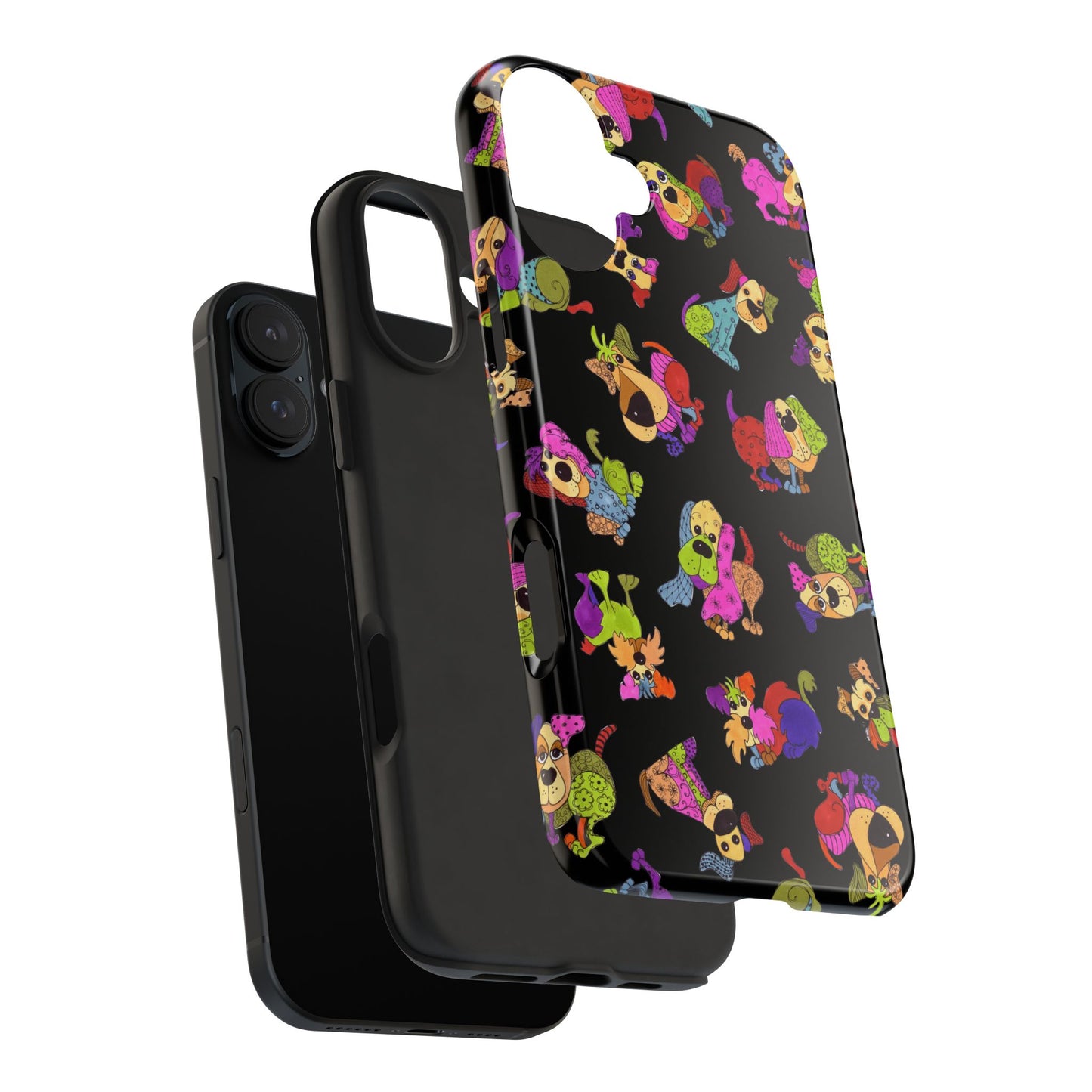 Tossed Happy Dogs Black Phone Case