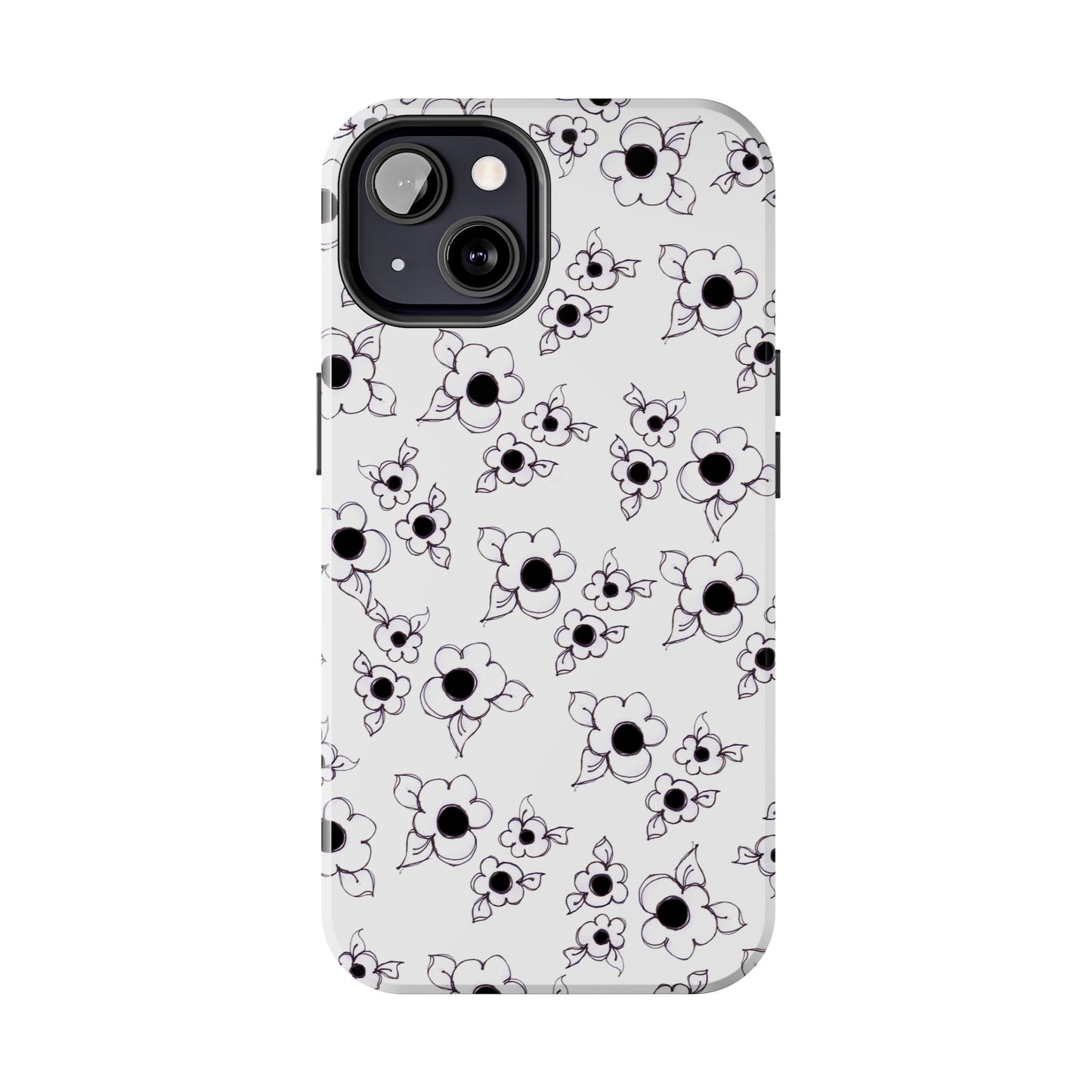 Daisy Cluster White / Black Phone Case