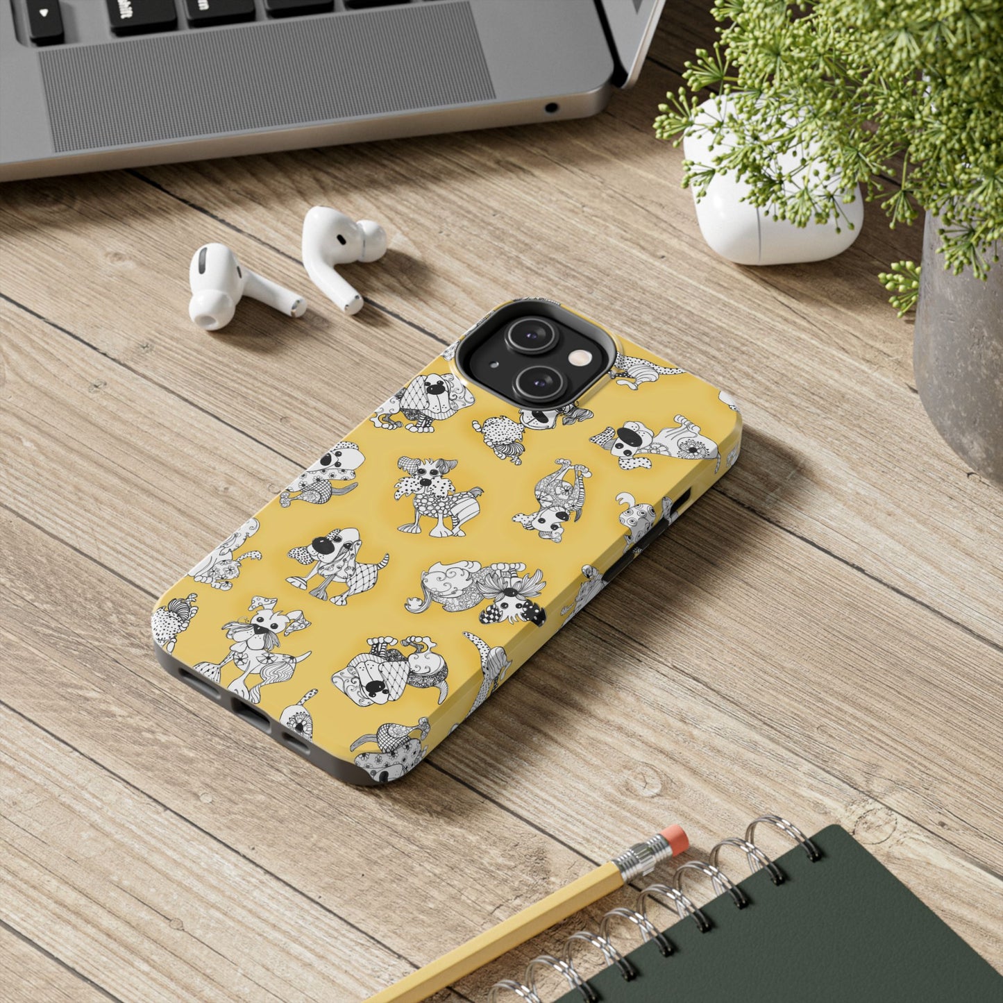 Doodle Dogs Yellow Phone Case