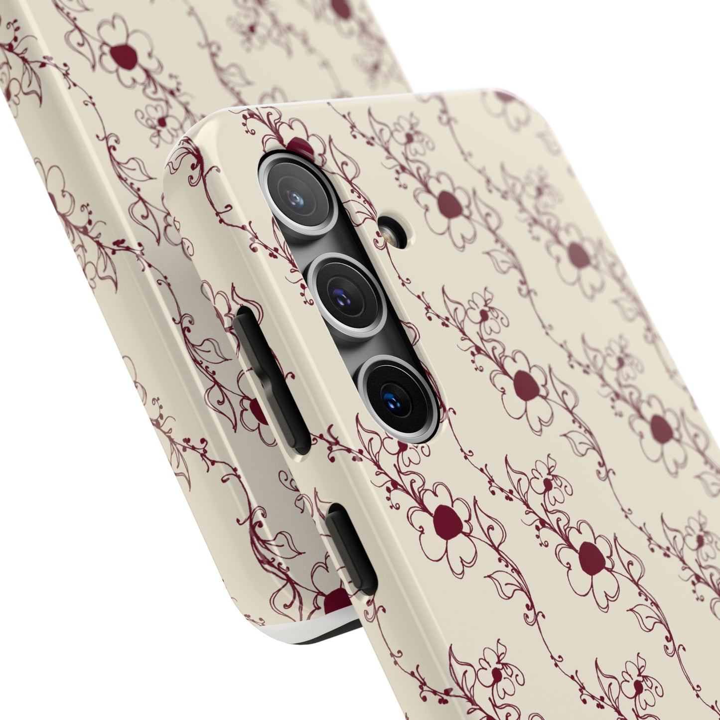 Diagonal Daisies Ivory / Red Phone Case