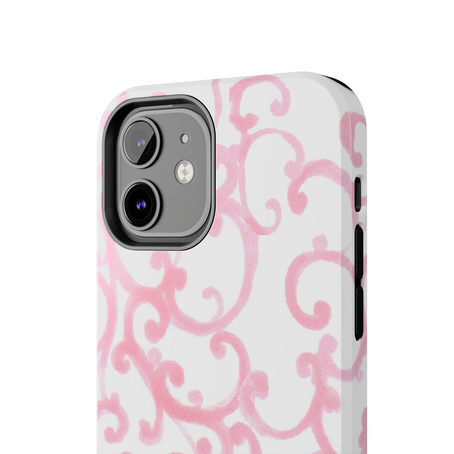 Scrollie White / Pink Phone Case