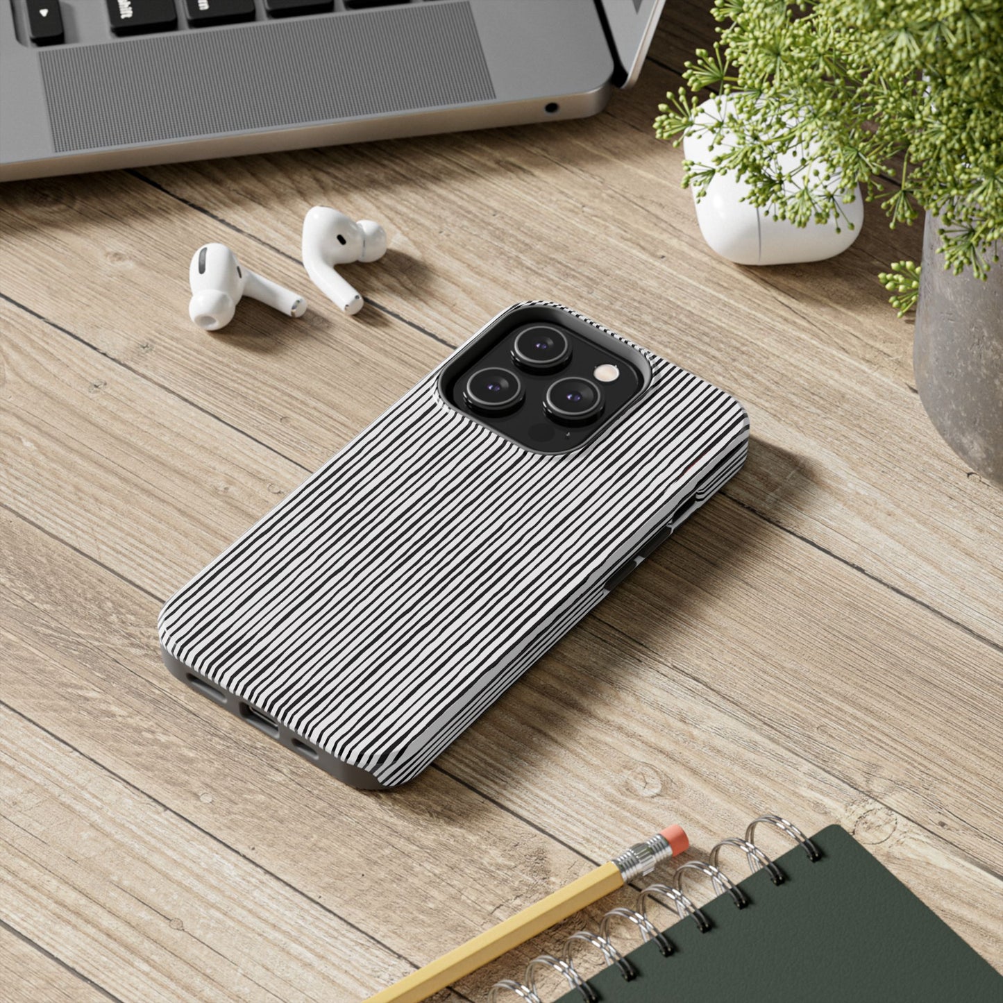 Quirky Pin Stripe White / Black Phone Case