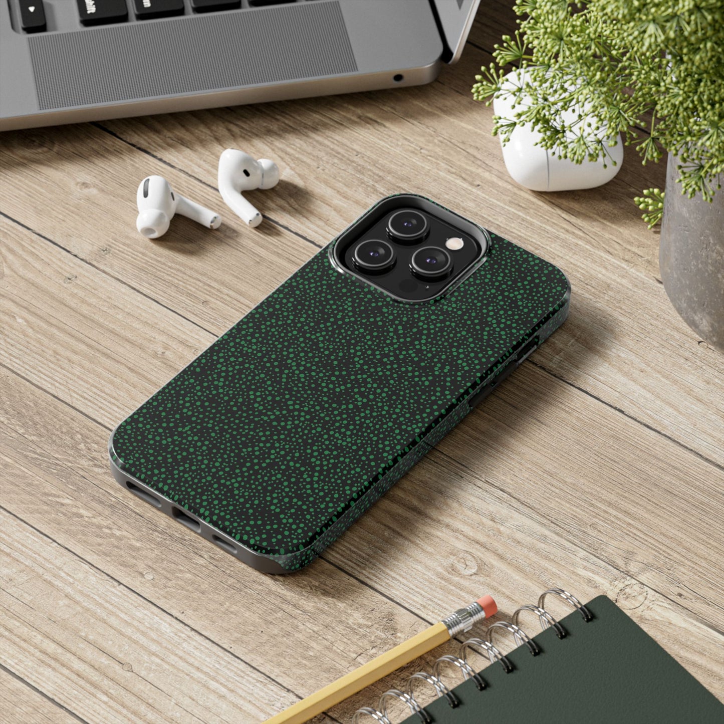 Confetti Black / Green Phone Case