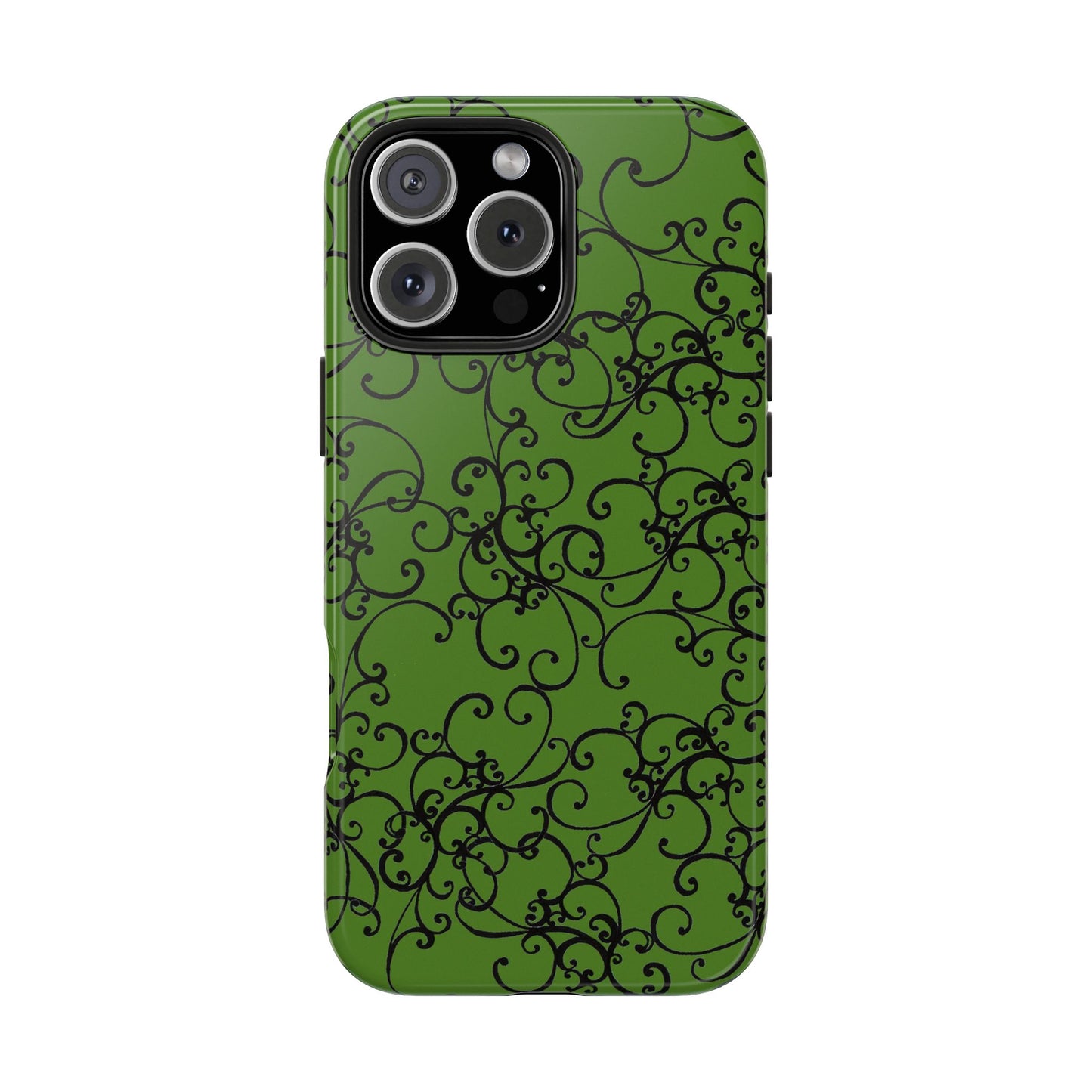 Elegant Scroll Green / Black Phone Case