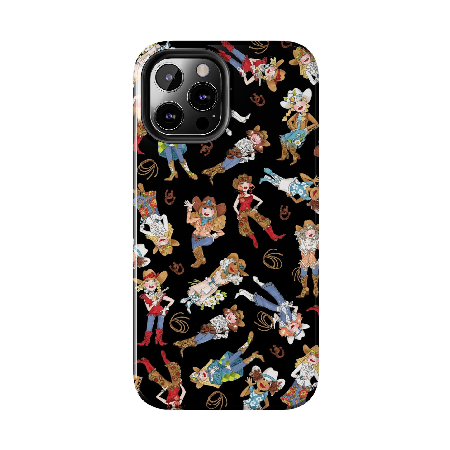 Tossed Cowgirls Black Phone Case