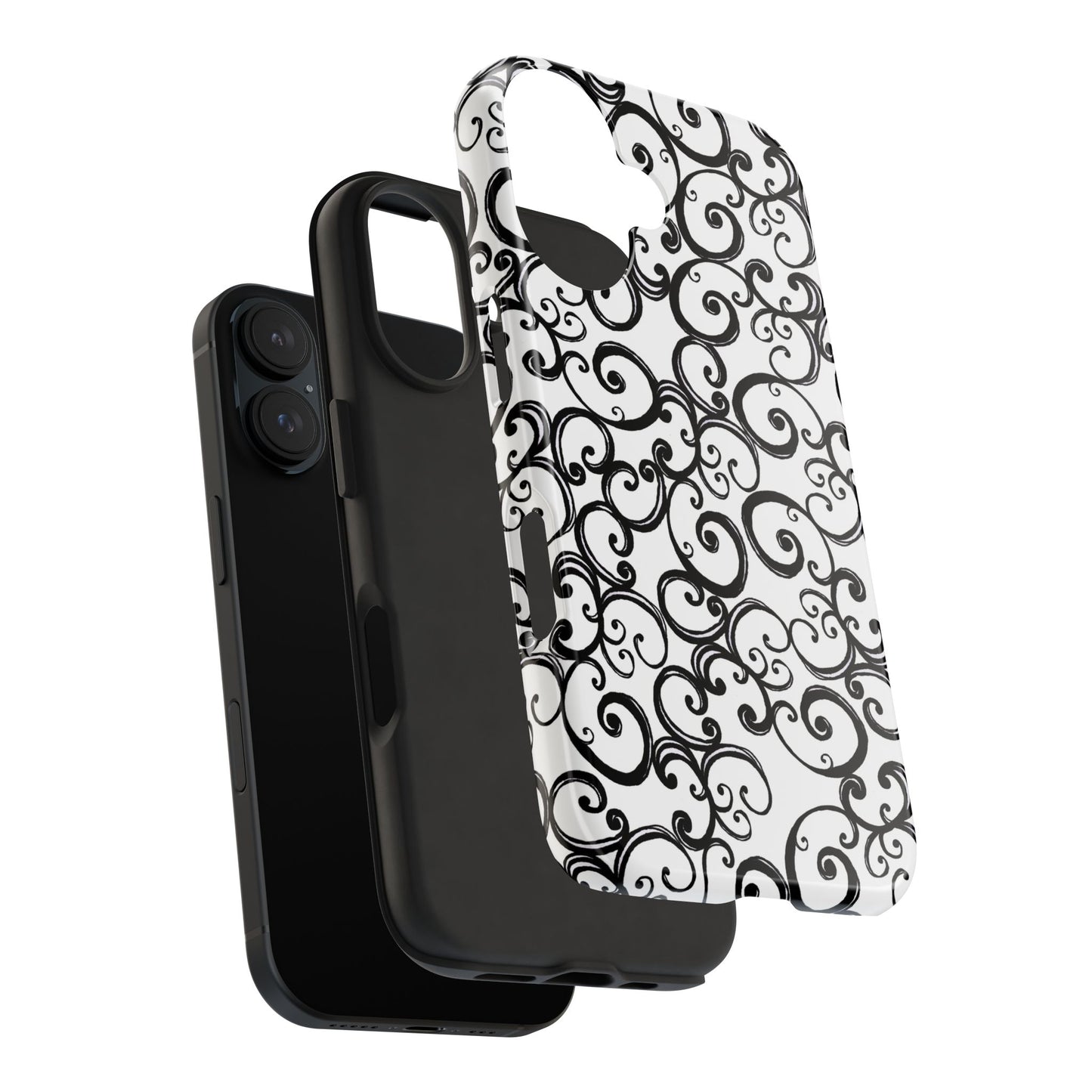 Curls White / Black Phone Case