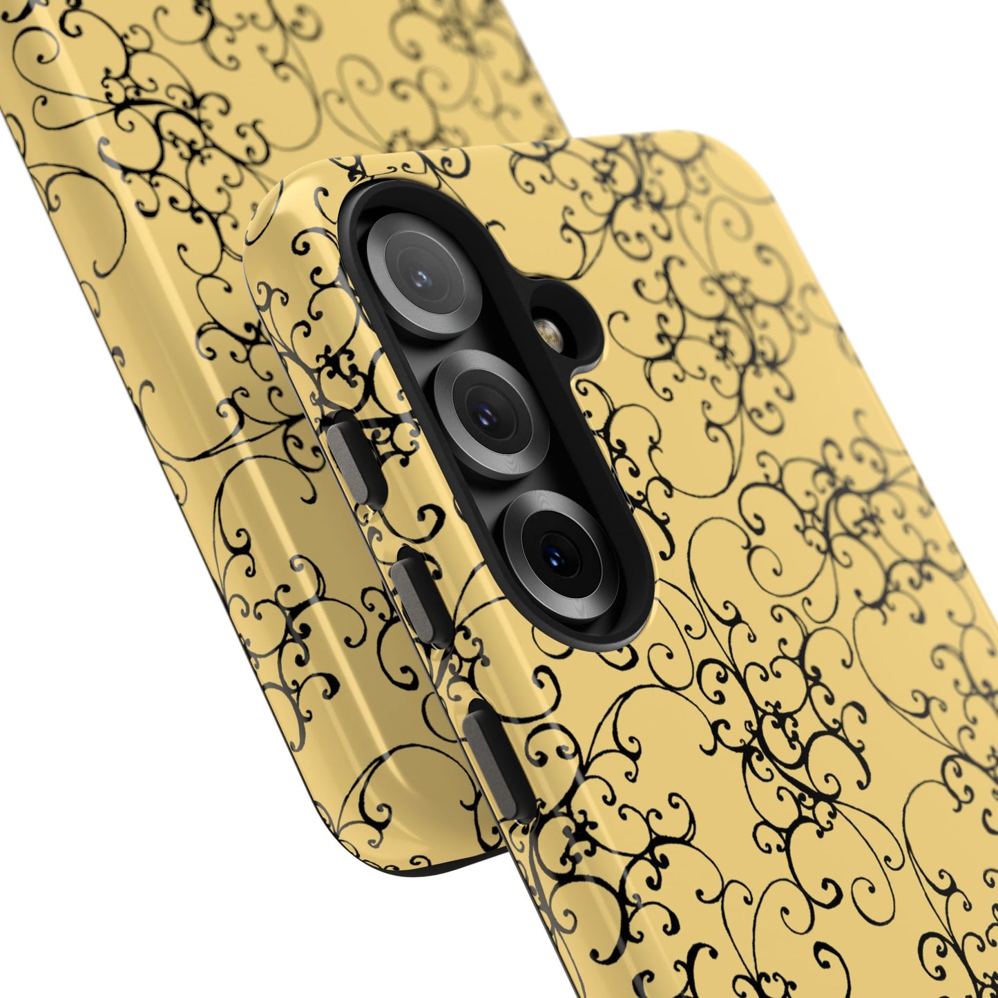 Elegant Scroll Yellow / Black Phone Case