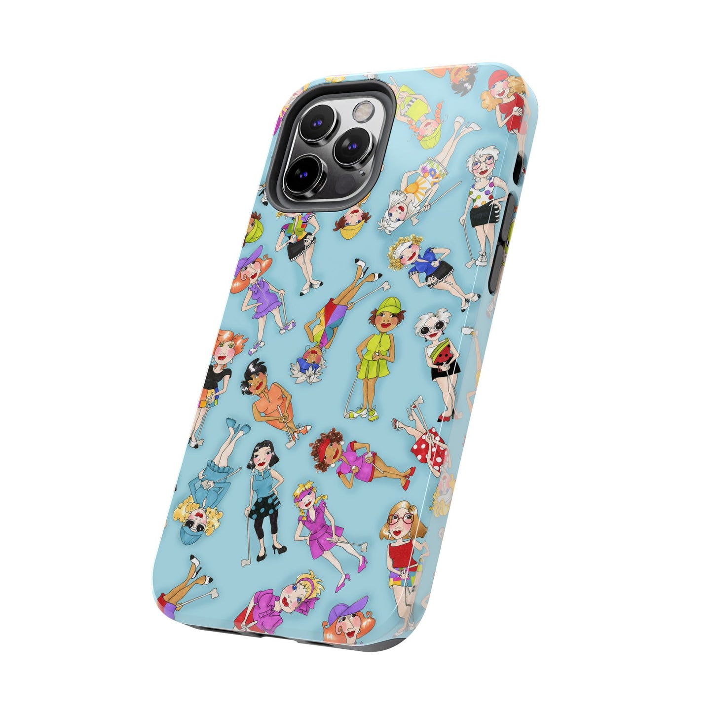 Tossed Golfer Girls Turquoise Phone Case