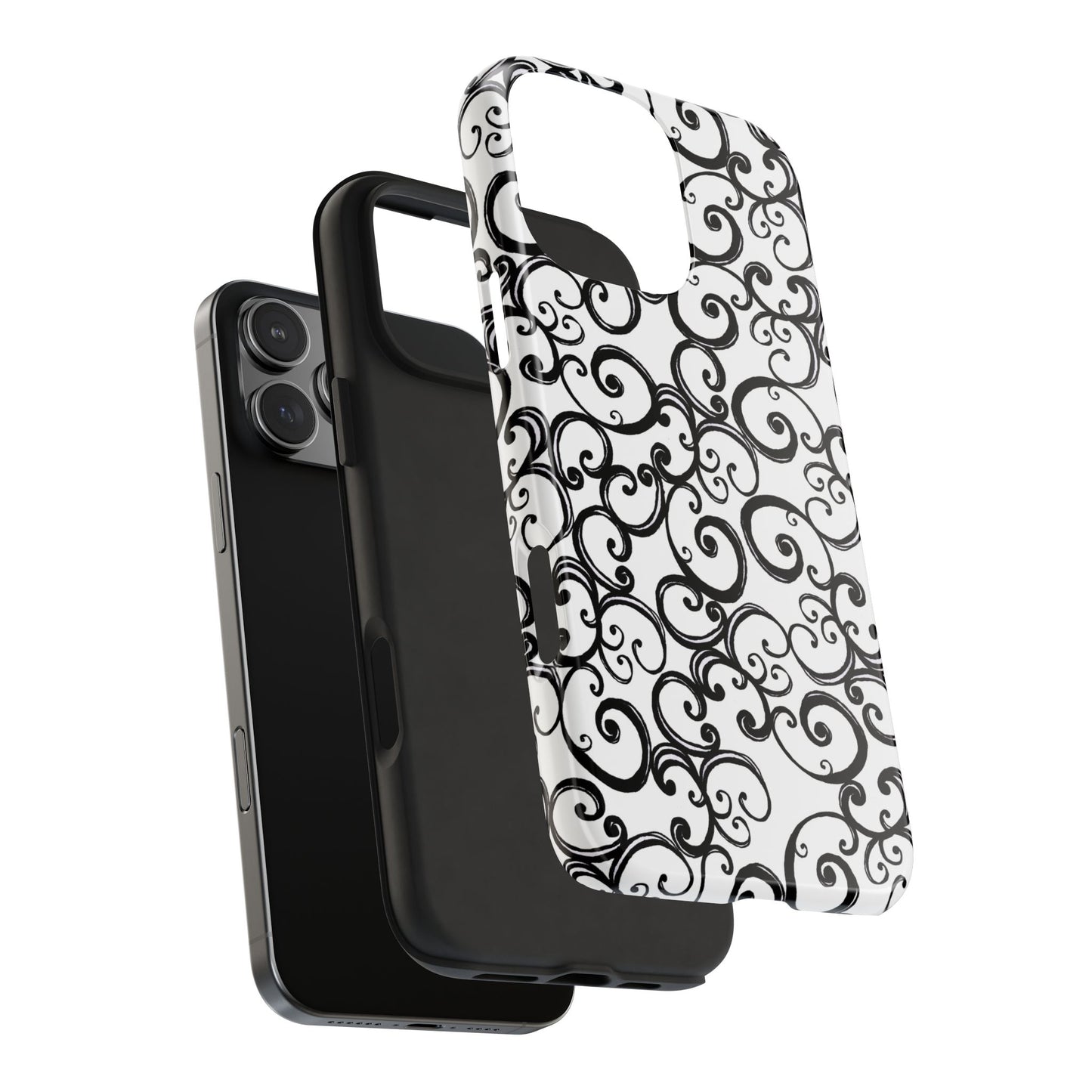 Curls White / Black Phone Case