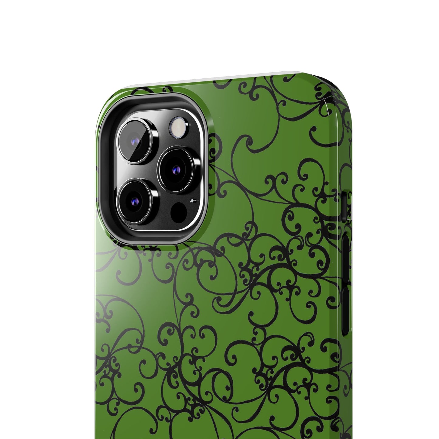 Elegant Scroll Green / Black Phone Case