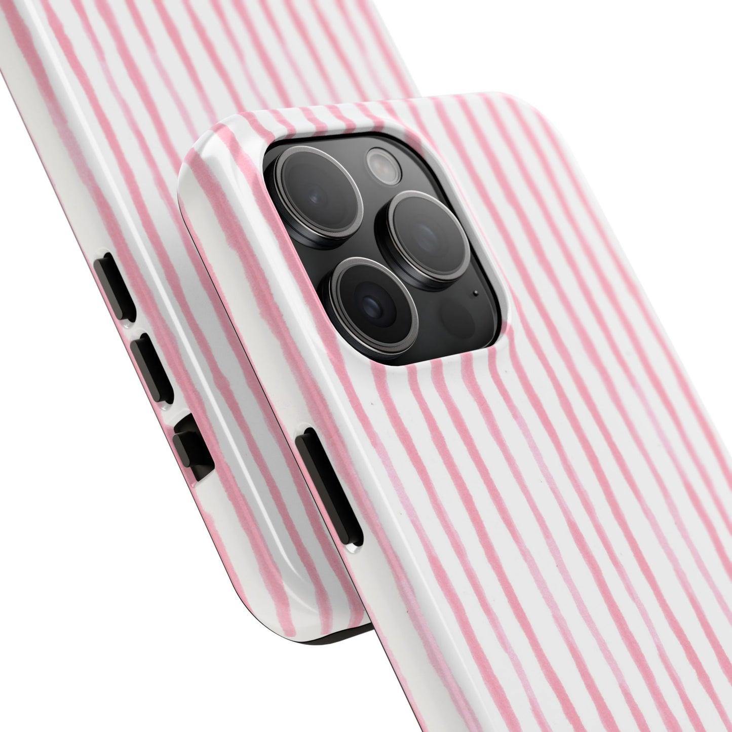 Happy Stripe White / Pink Phone Case