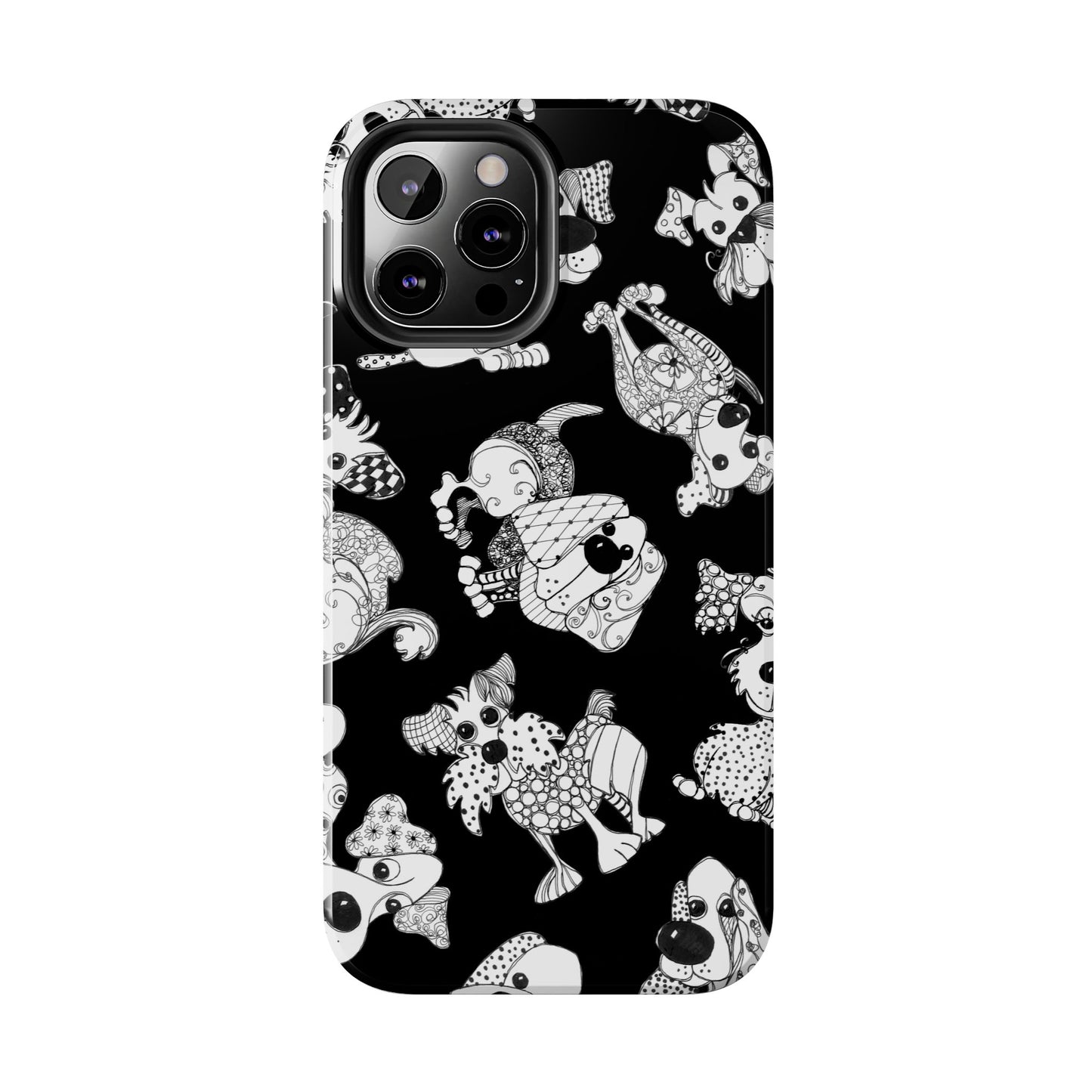 Doodle Dogs Black Phone Case