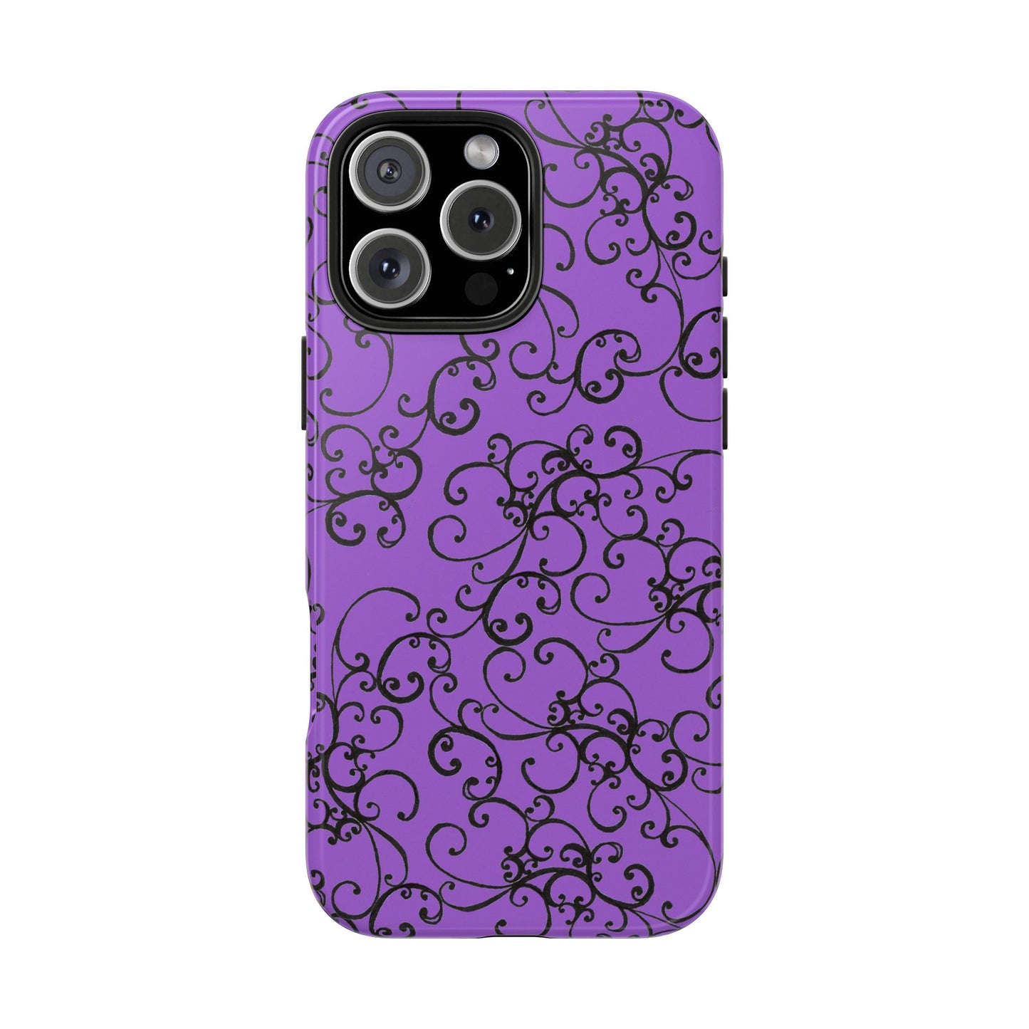 Elegant Scroll Purple / Black Phone Case