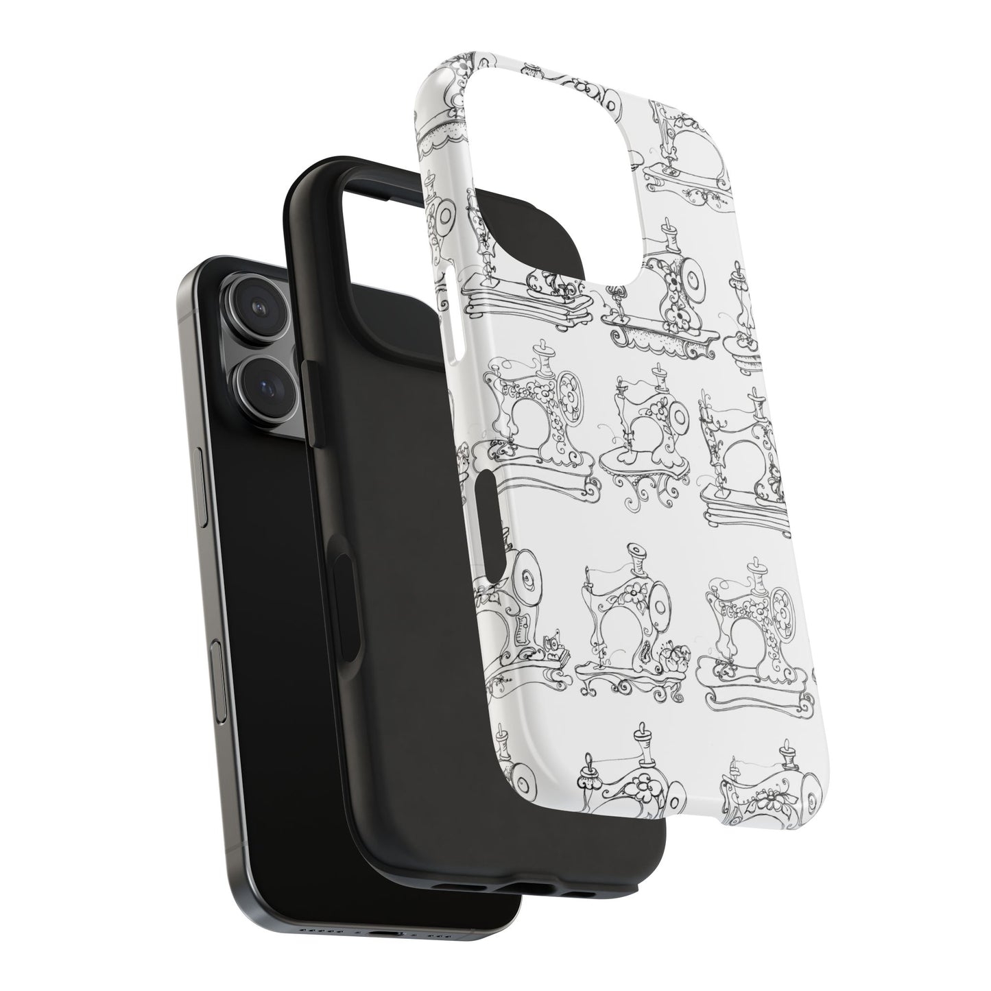 Sew Sew White / Black Phone Case