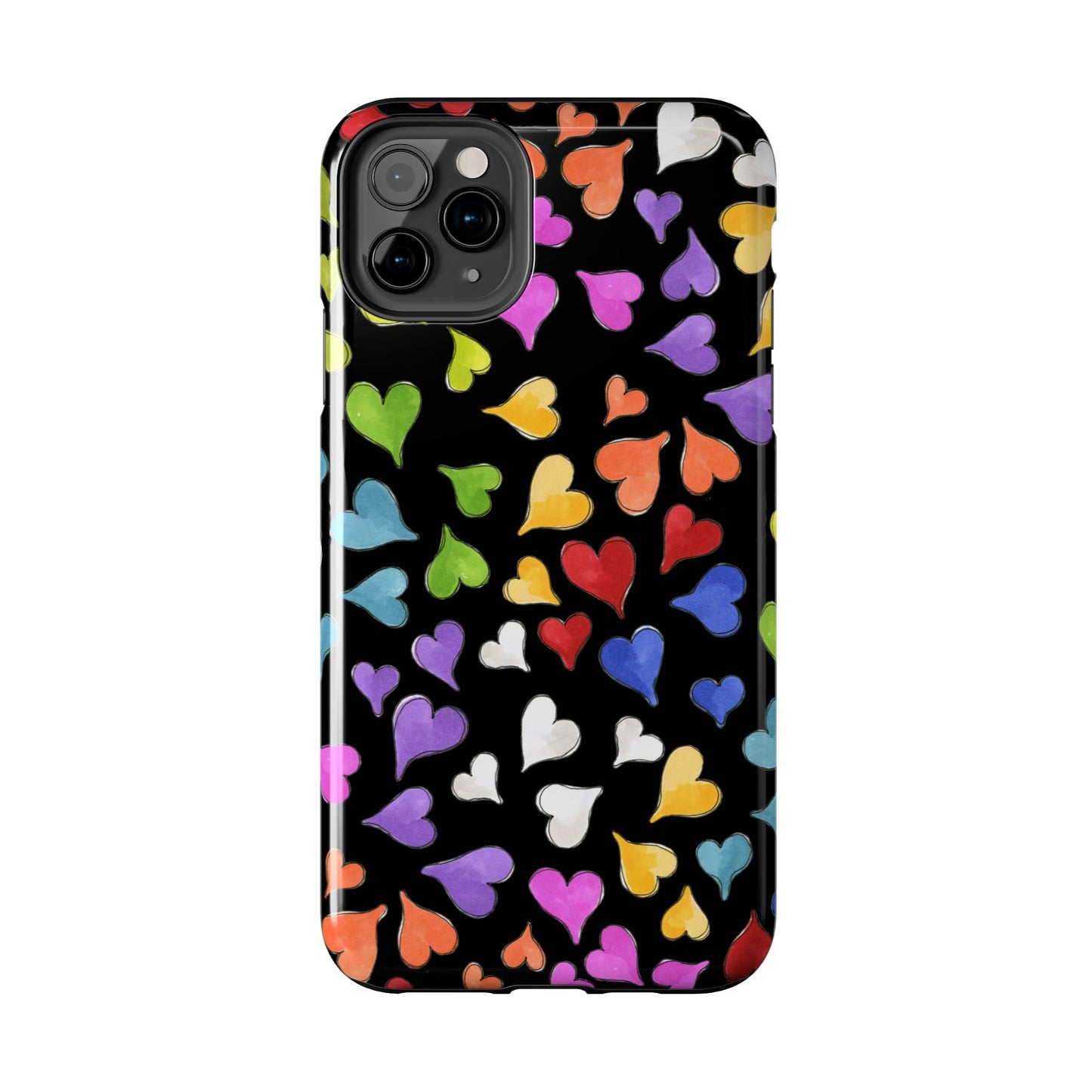 Happy Hearts Black Phone Case
