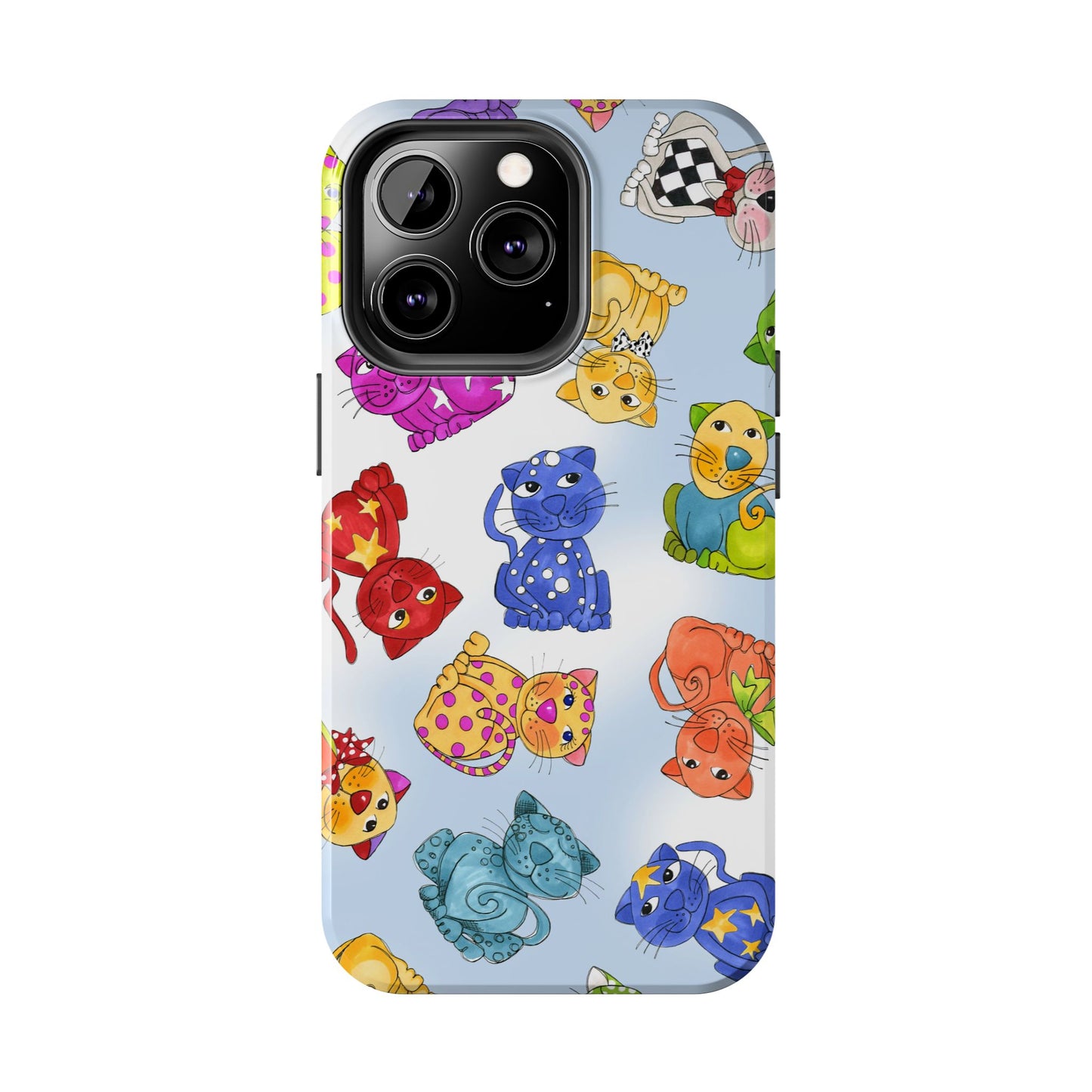 Tossed Happy Cats Blue Sky Phone Case