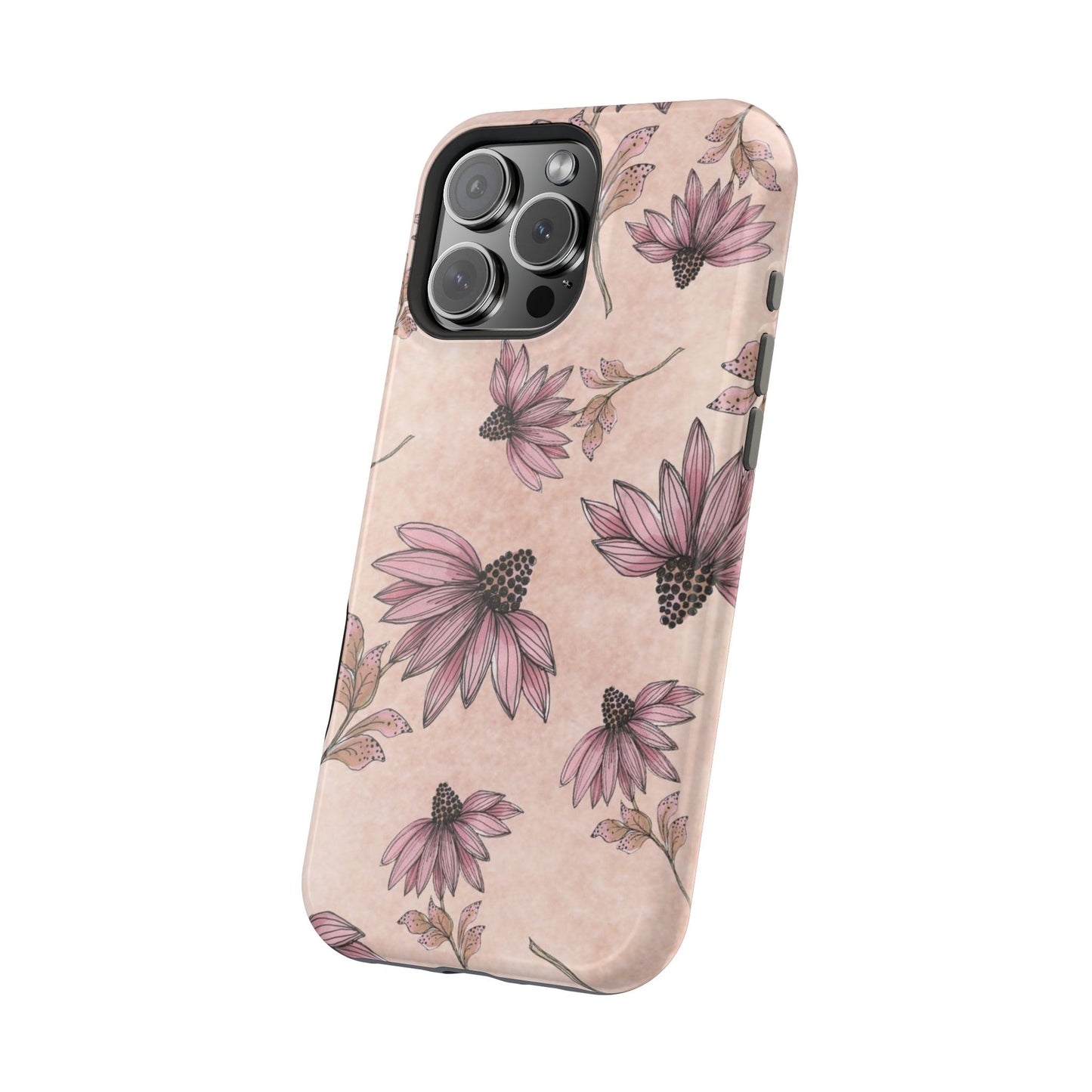 Wild Cone Flowers Pink Marble Phone Case