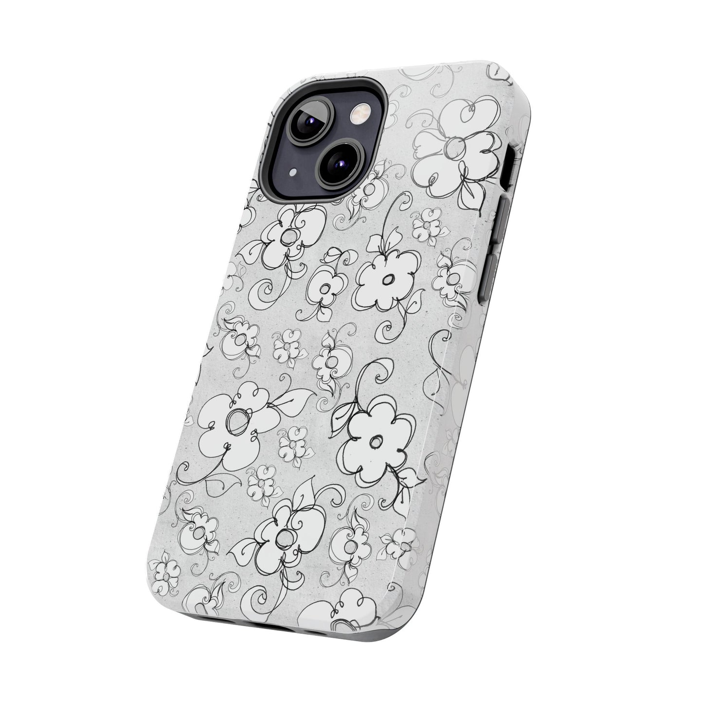 Lady Flowers Silver Phone Case