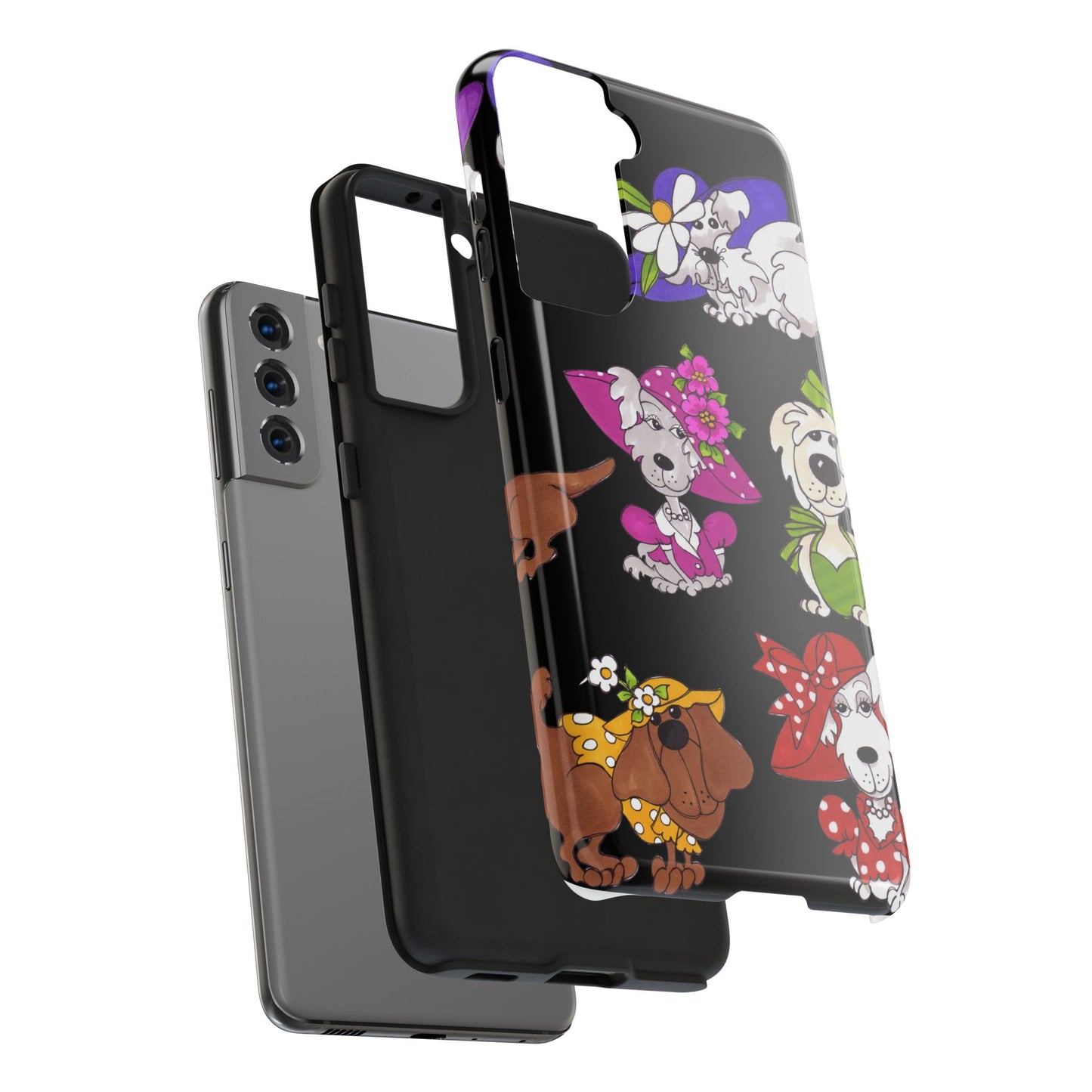 Fancy Dog Line Up Black Phone Case