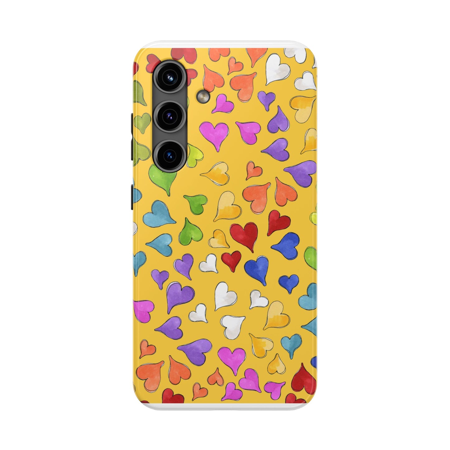 Happy Hearts Yellow Phone Case
