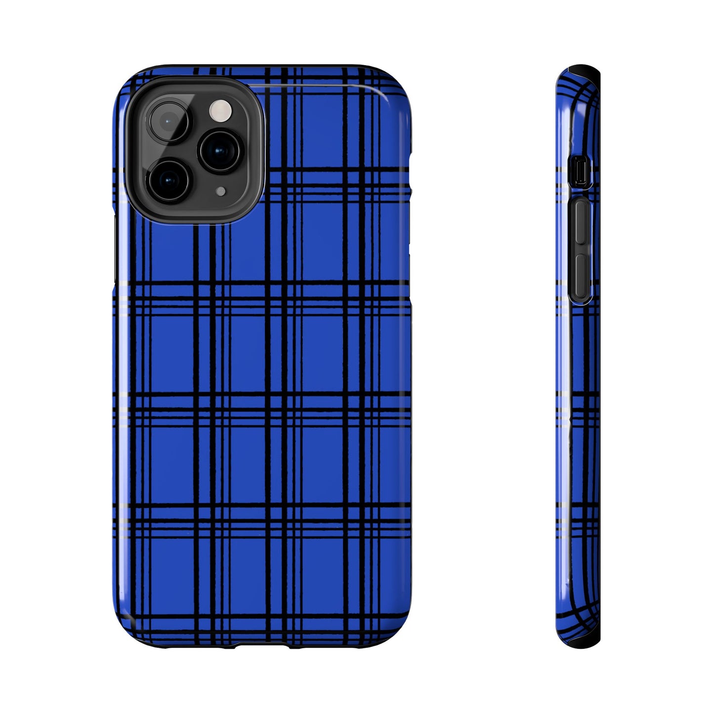 Glad Plaid Blue / Black Phone Case