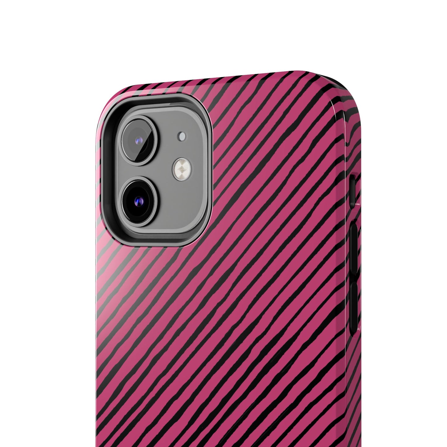 Quirky Bias Stripe Magenta / Black Phone Case