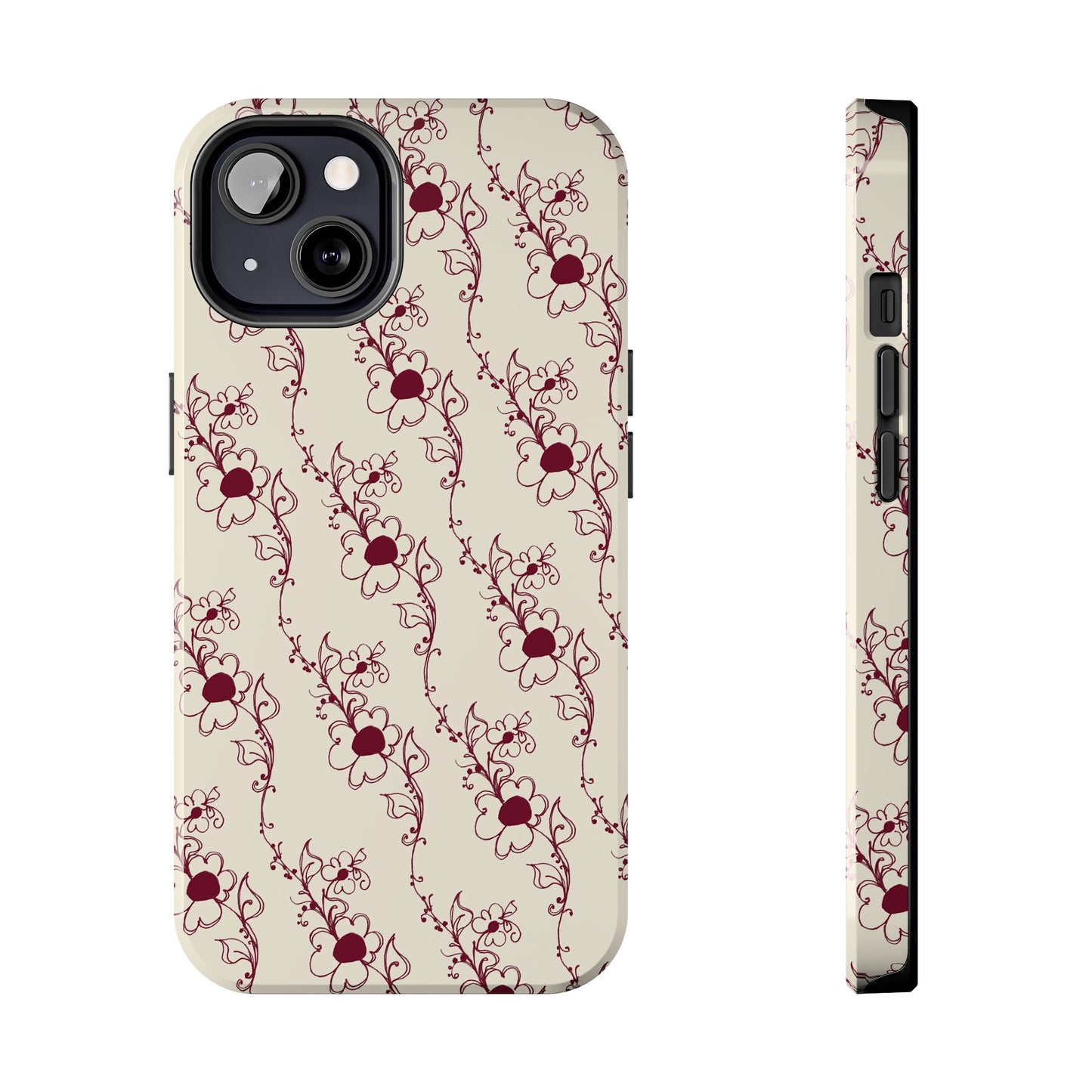 Diagonal Daisies Ivory / Red Phone Case