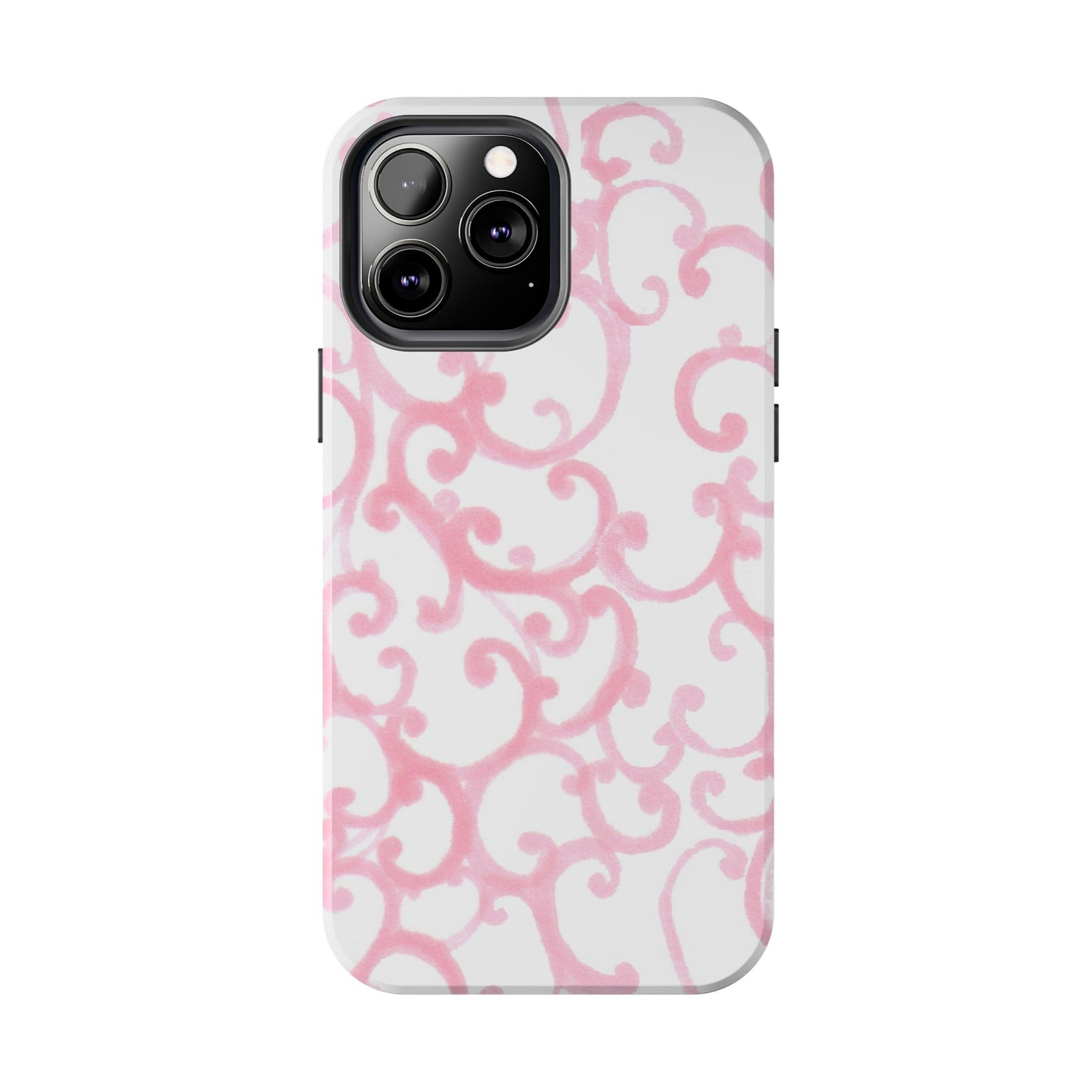 Scrollie White / Pink Phone Case