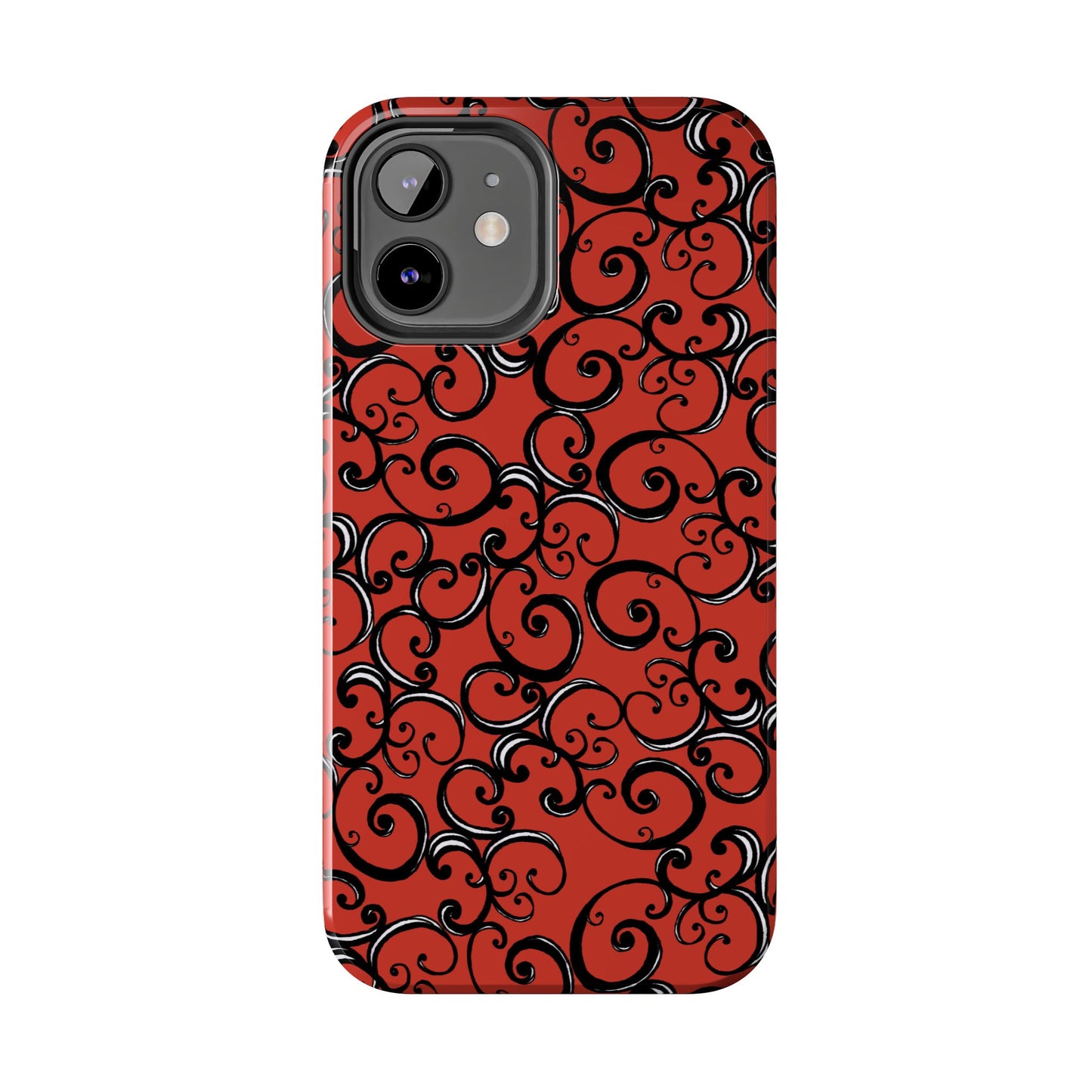 Curls Red / Black Phone Case