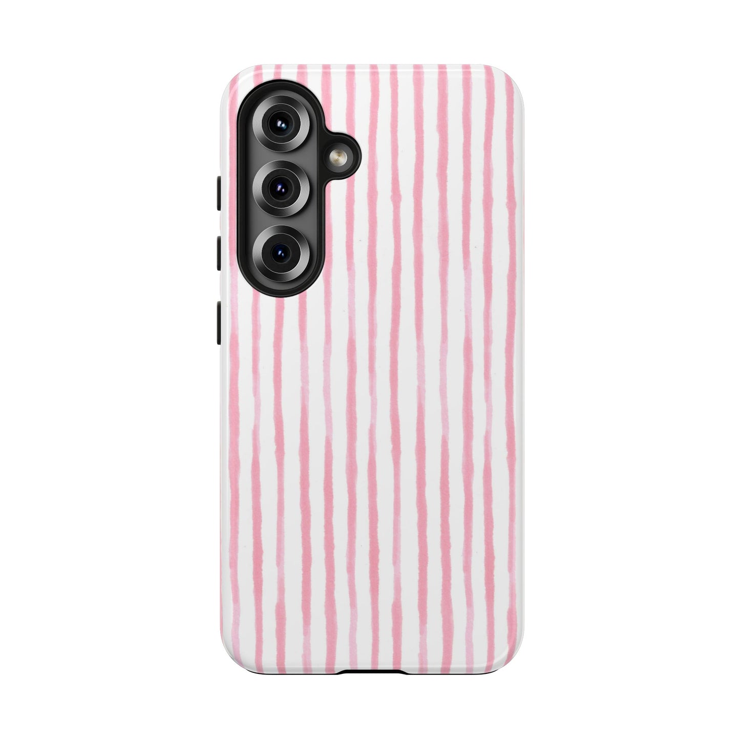 Happy Stripe White / Pink Phone Case