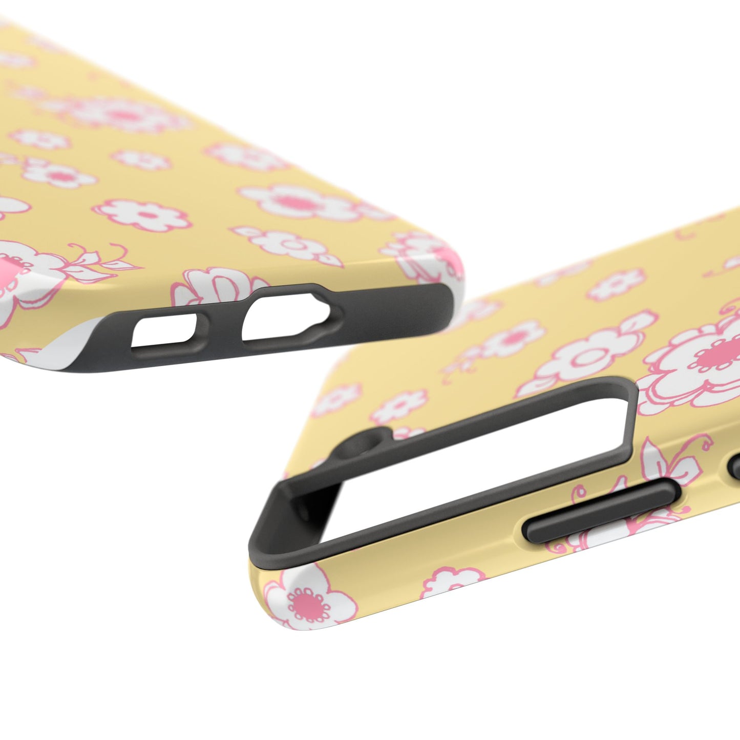 Pink Posies Yellow Phone Case