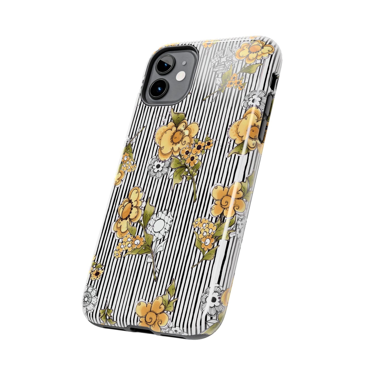 Bee Floral White / Black Phone Case