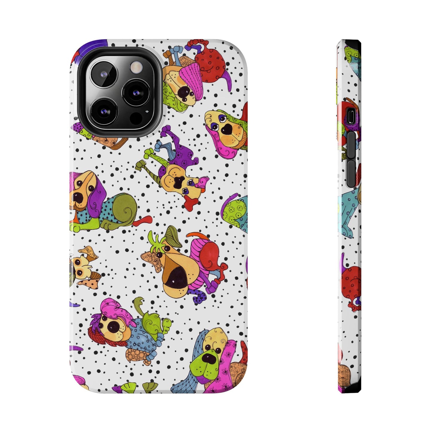 Tossed Happy Dogs White Phone Case