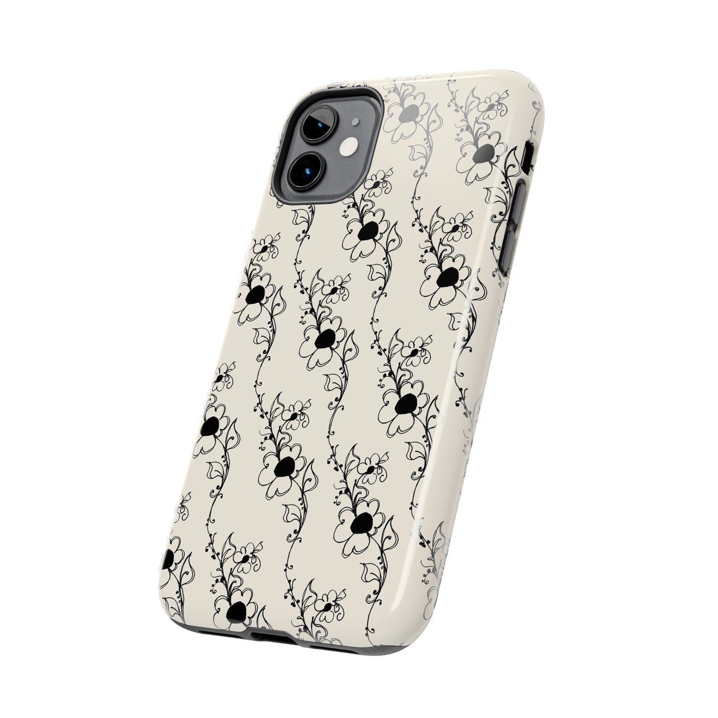 Diagonal Daisies Ivory / Black Phone Case