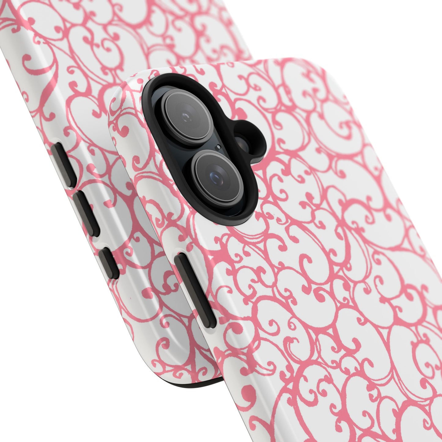 Scrollie White / Pink Phone Case