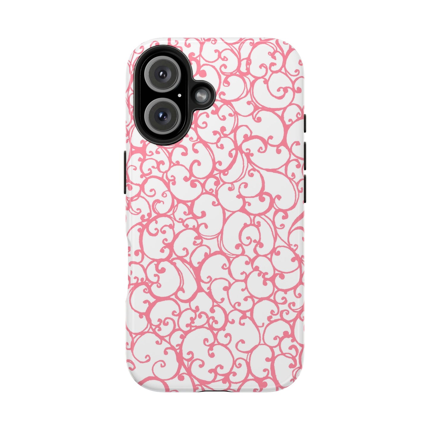 Scrollie White / Pink Phone Case